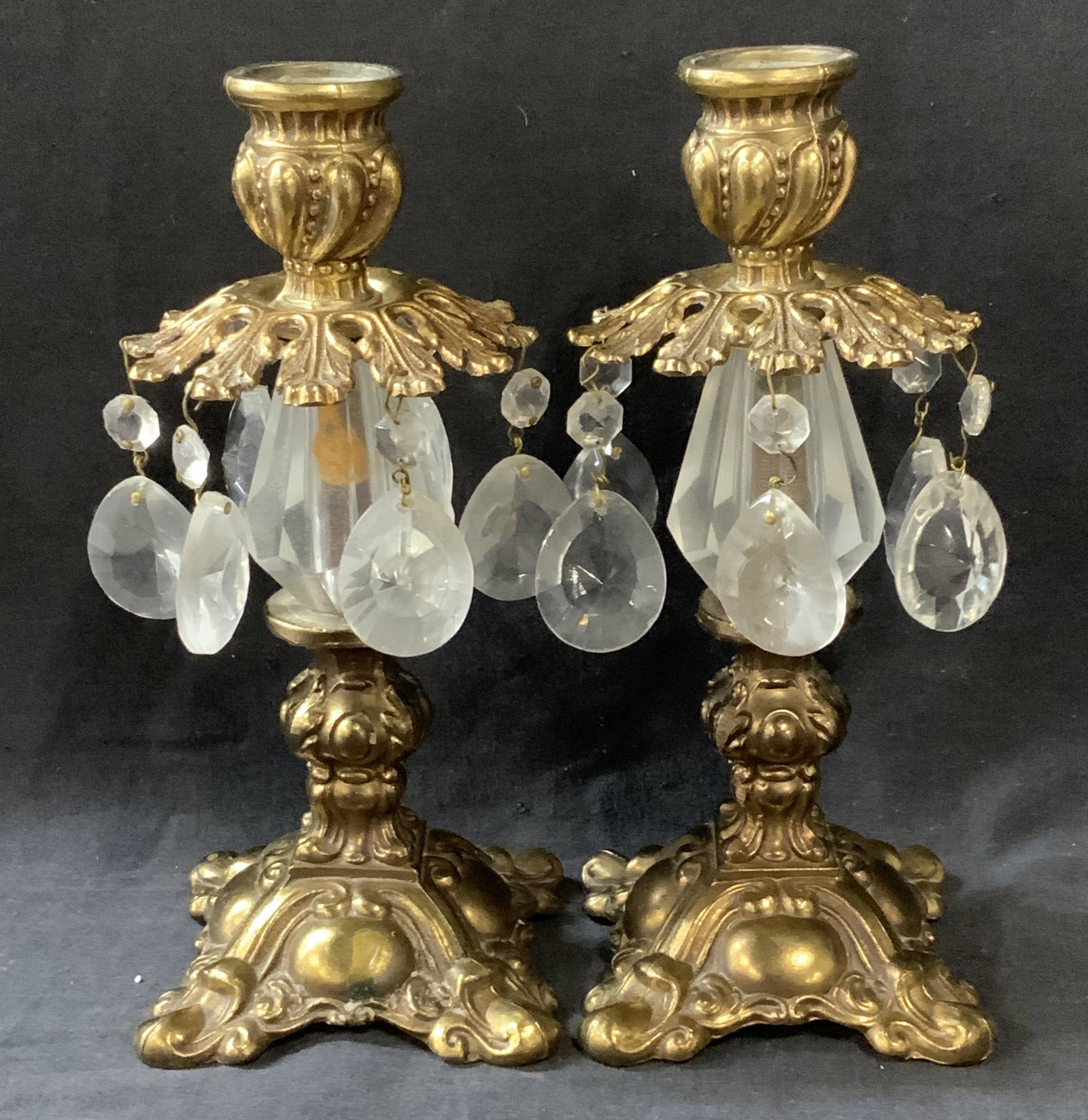 Lot3 Ormolu Candlesticks & Schooner Ship Sculpture (1 of 13)