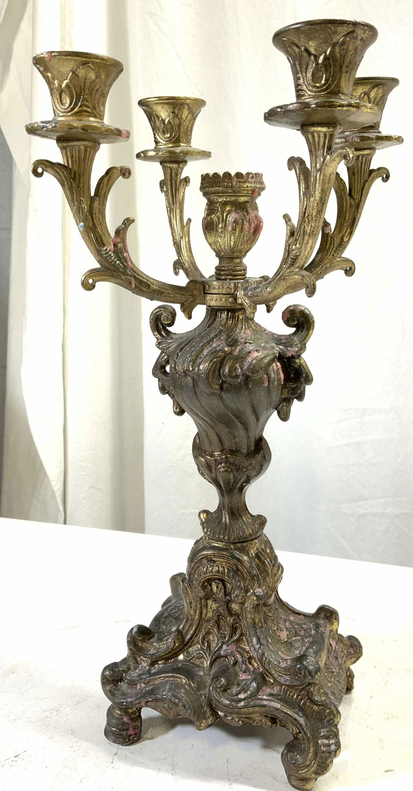 Vintage Ornate Victorian 4 Arm Brass Candelabra (1 of 8)