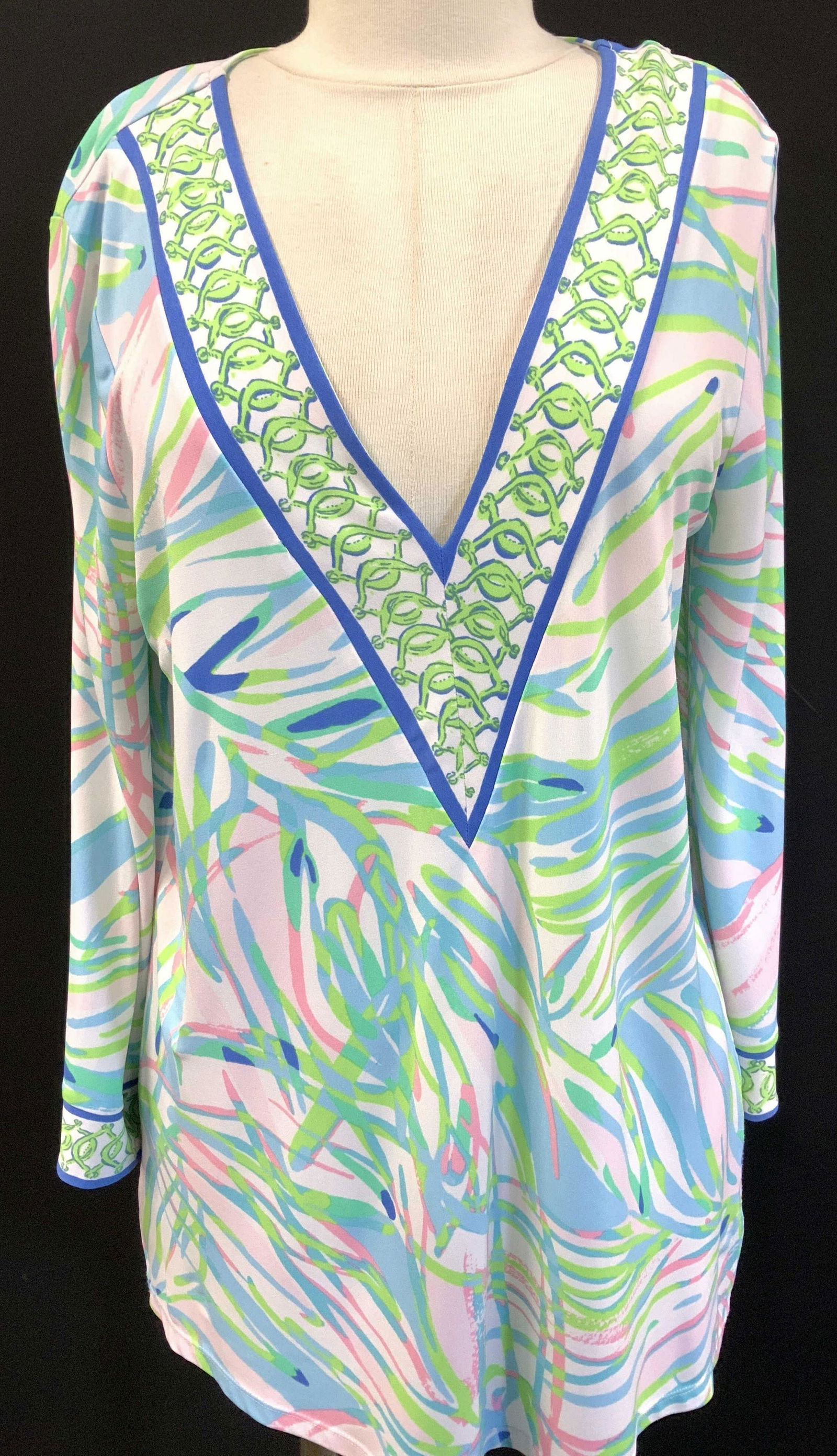 Lilly PULITZER BLue, Pink, Green Patterned Blouse (1 of 5)