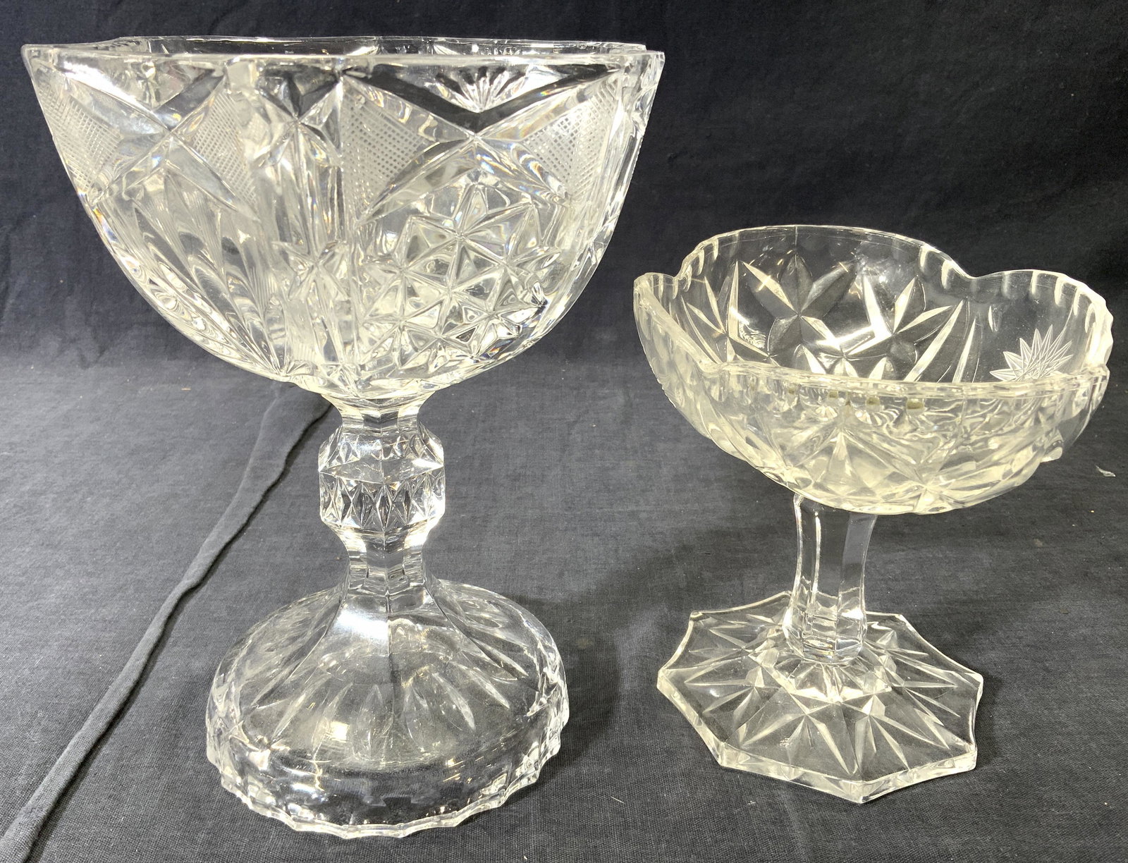 Lot 2 Cut Crystal Pedestaled Vessels (1 of 7)