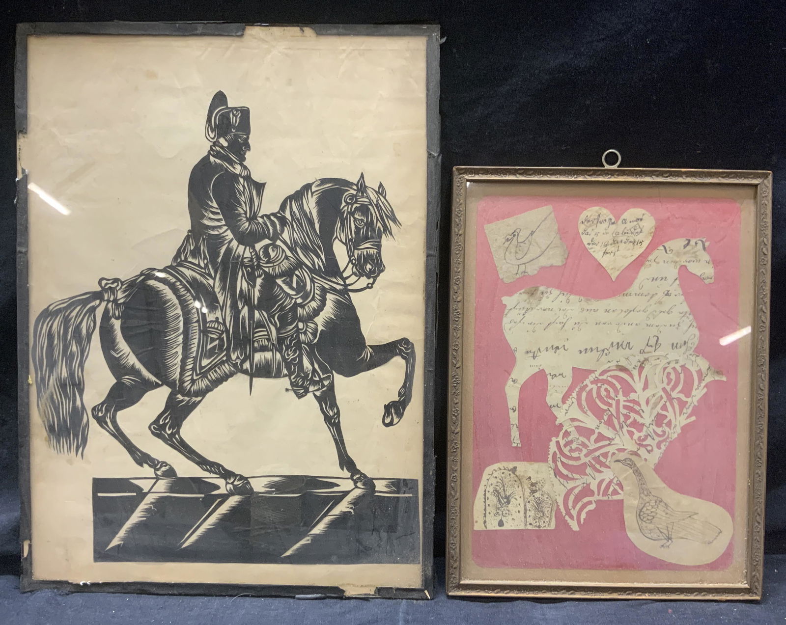 Pair Equine Motif Decoupage Vintage Art Pieces (1 of 4)