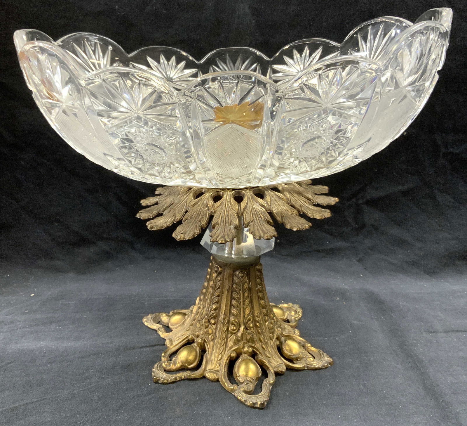 Crystal Centerpiece W Brass Base GERMANY (1 of 8)
