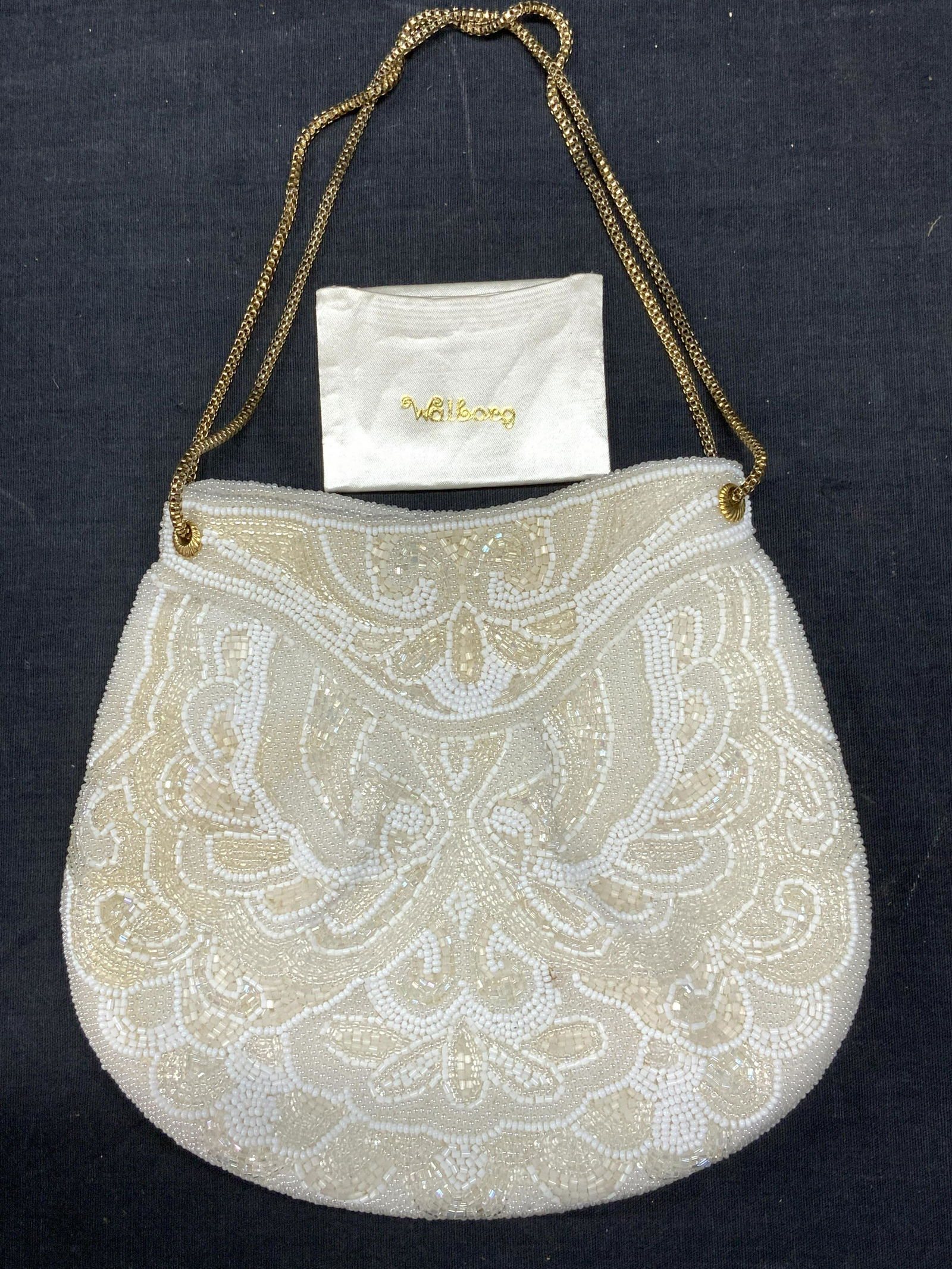 Walborg Saks 5th Ave White Beaded Evening Bag (1 of 6)