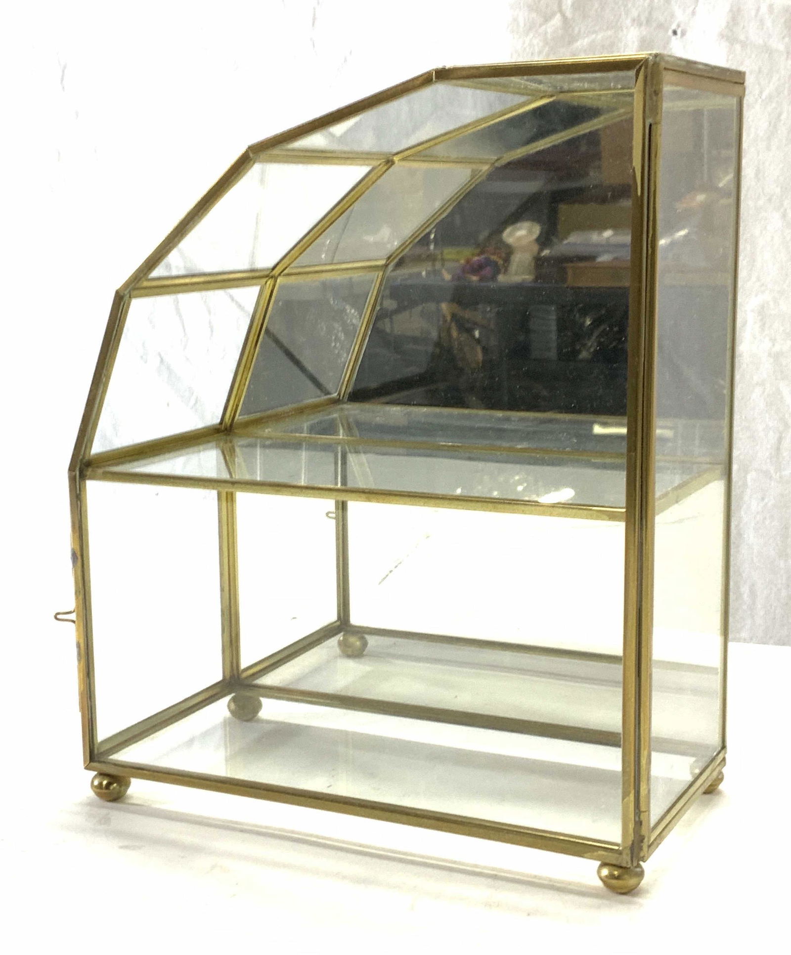 Glass Wall/ Table Display Case with Brass Hardware (1 of 8)