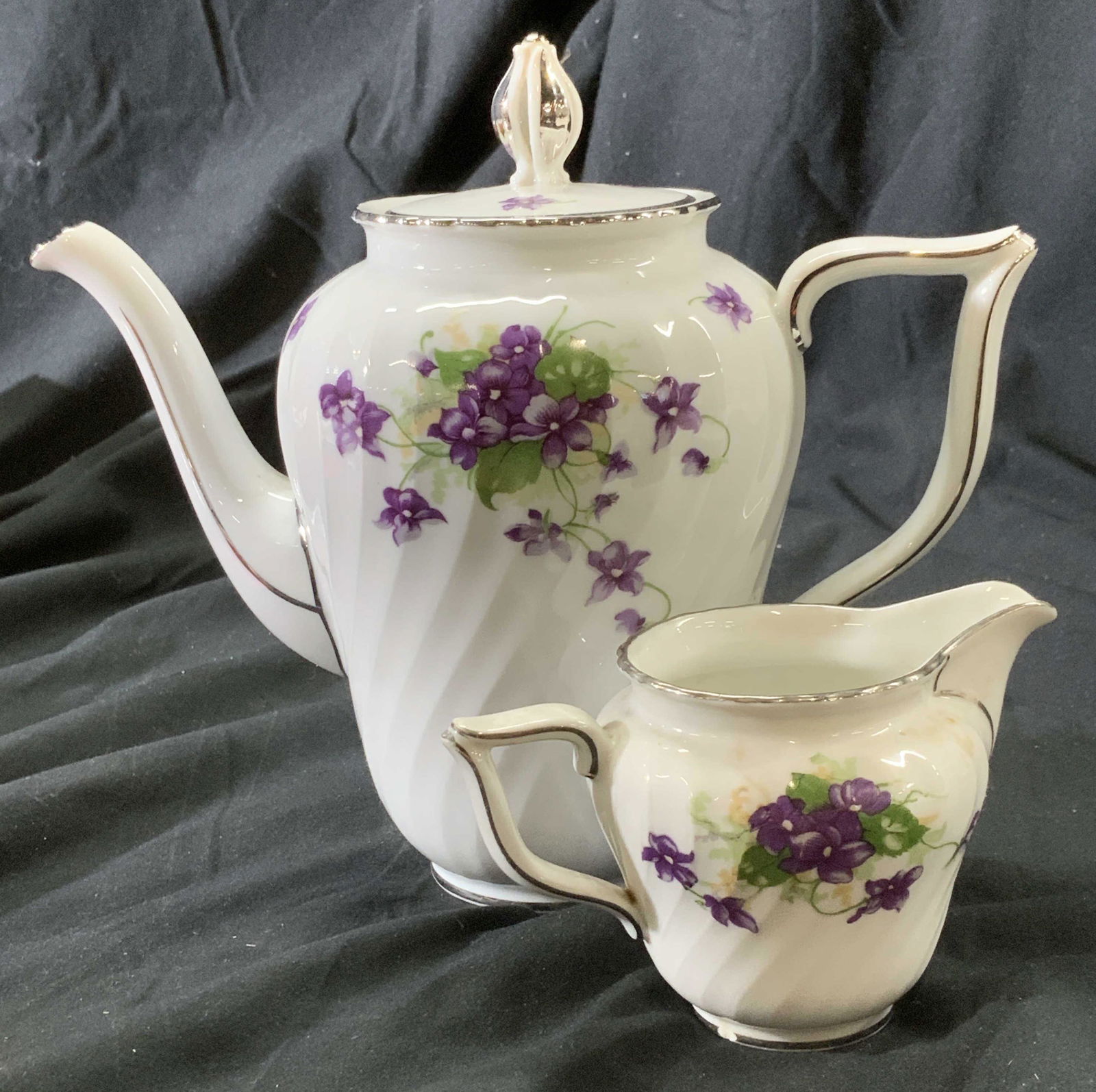 Royal Tettau Violet Porcelain Teapot & Creamer (1 of 5)