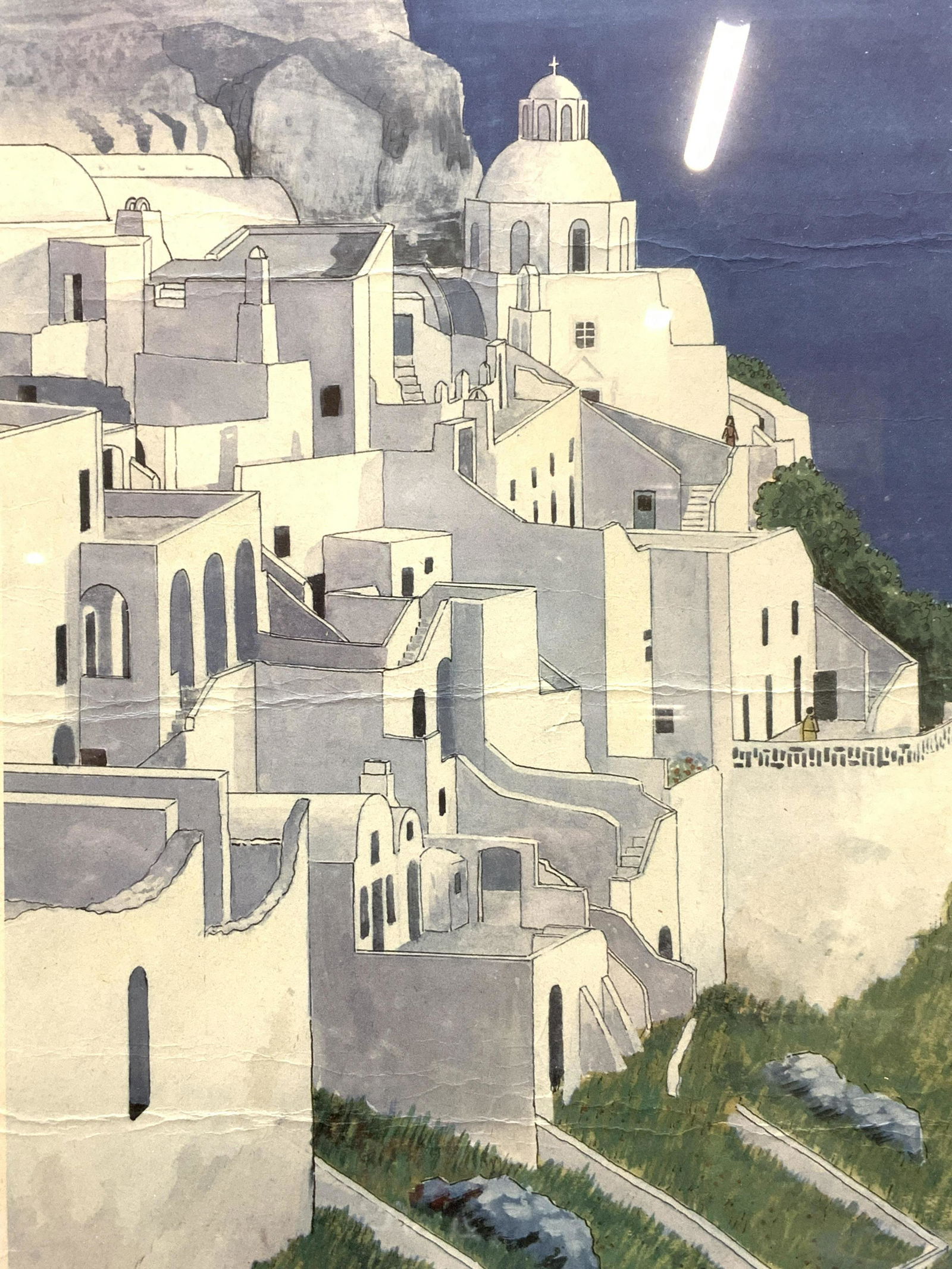 Signed Santorini Landscape Lithograph (1 of 6)