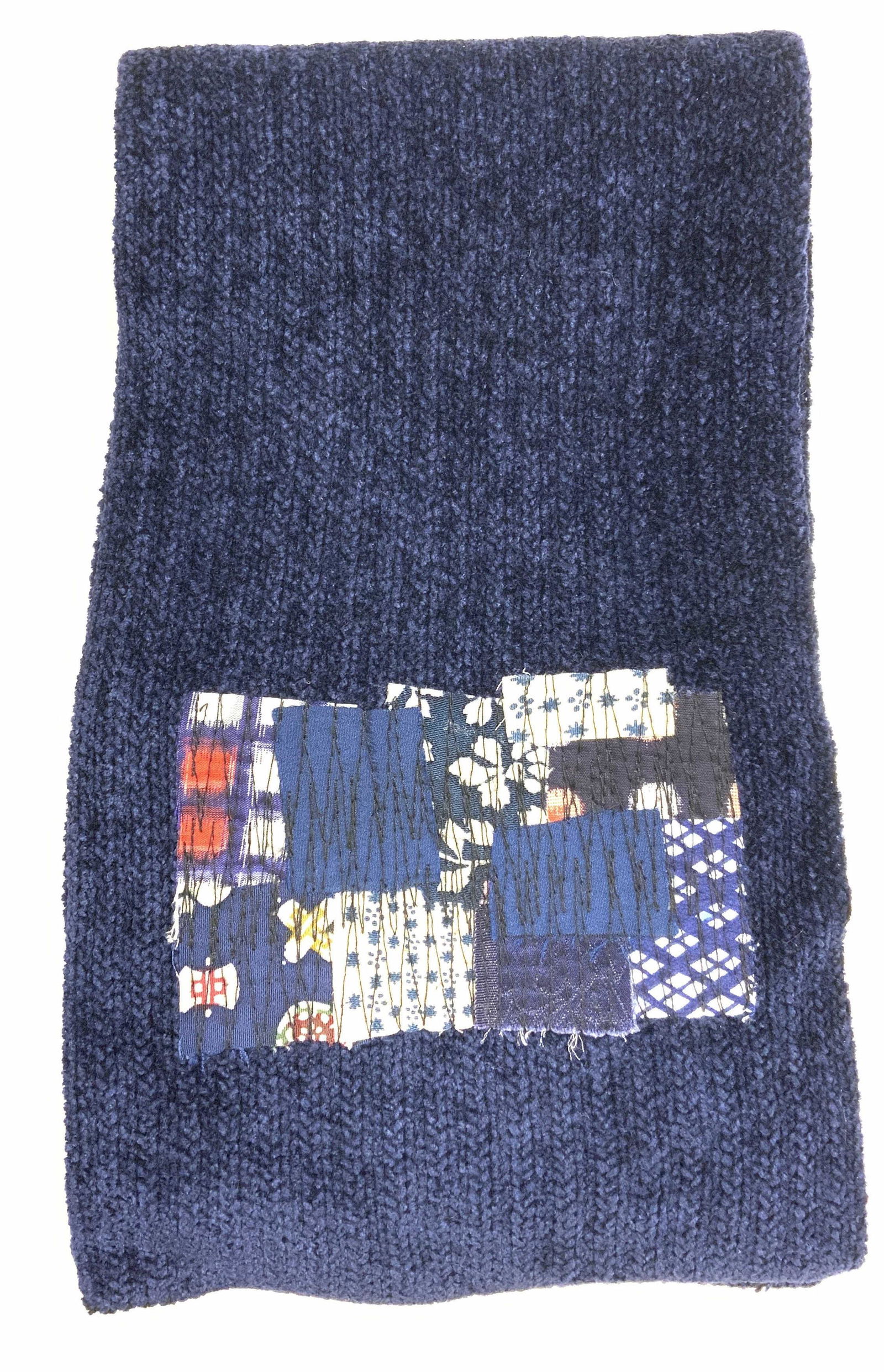 FERN WAYNE Blue Chenille Fiber Arts Scarf (1 of 4)