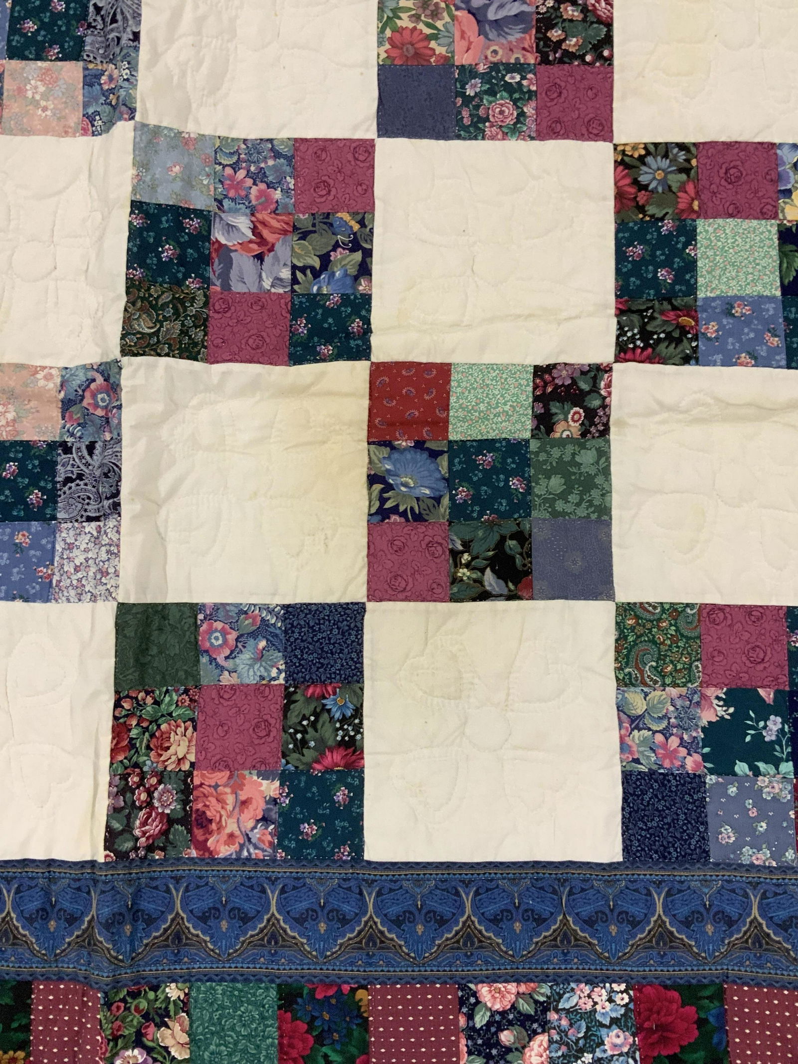 9 Square Patch Handmade King Sz Quilt (1 of 7)