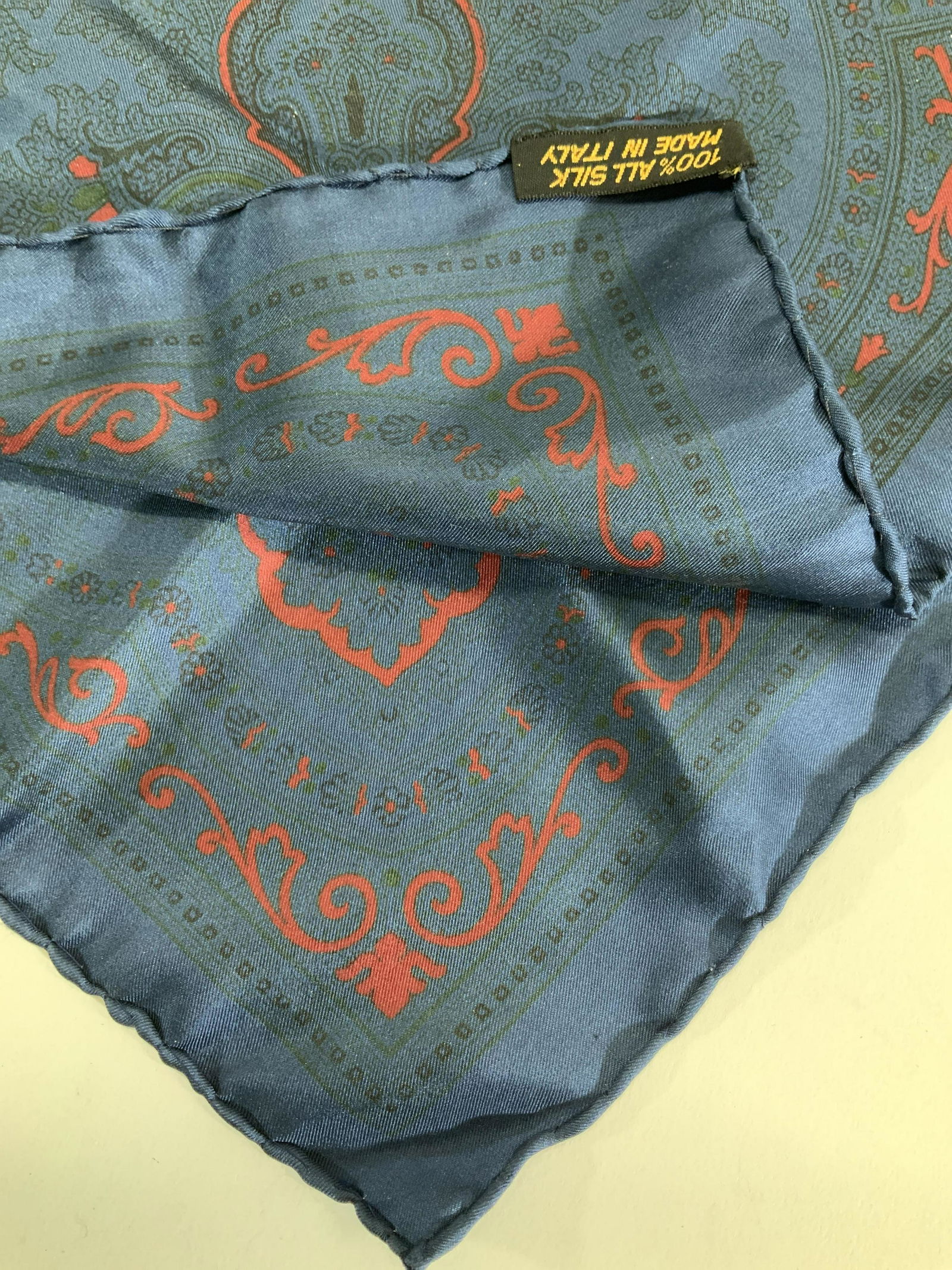 Italian Silk Pocket Scarf w Hand Rolled Edges (1 of 5)