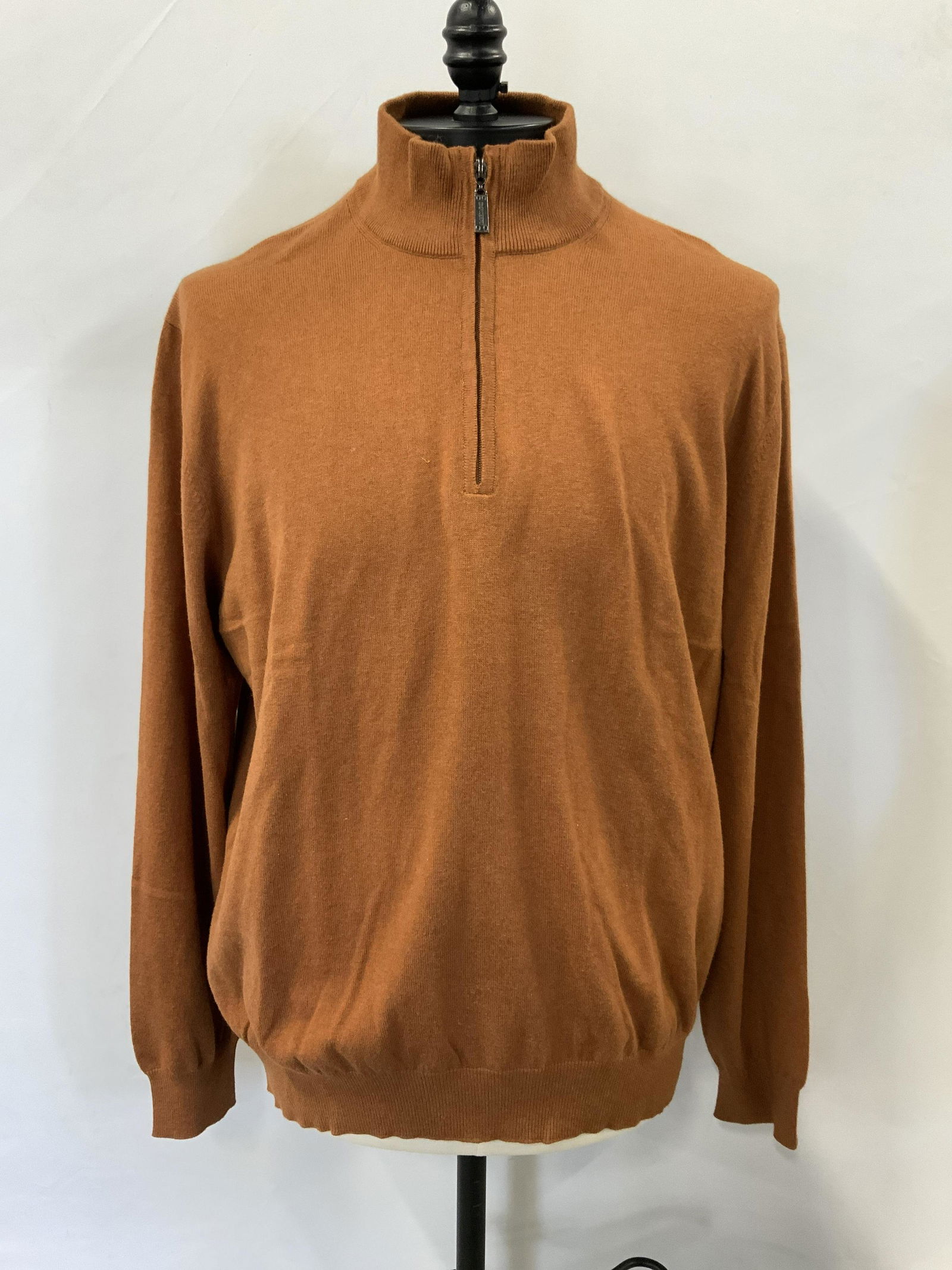 DEWITT Brown Quarter Zip Pullover Sweater (1 of 6)