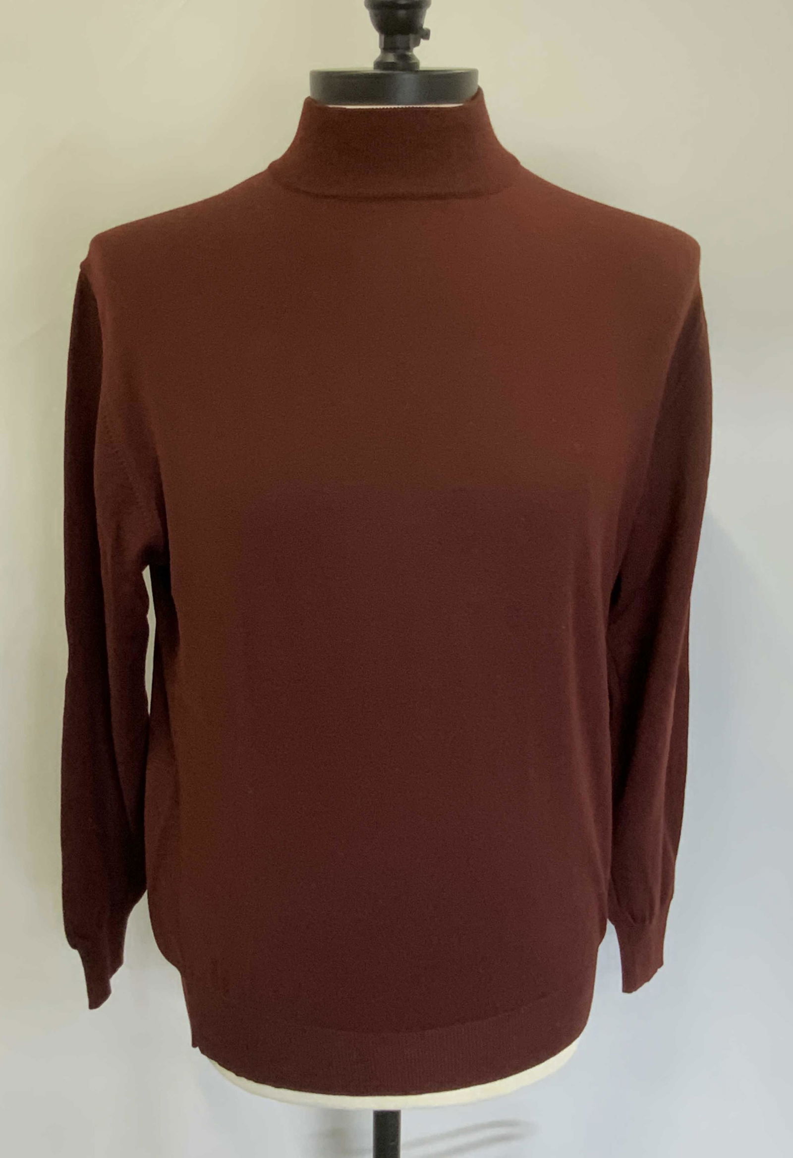 BRESCIANI Burgundy Wool Mock Neck Sweater (1 of 5)