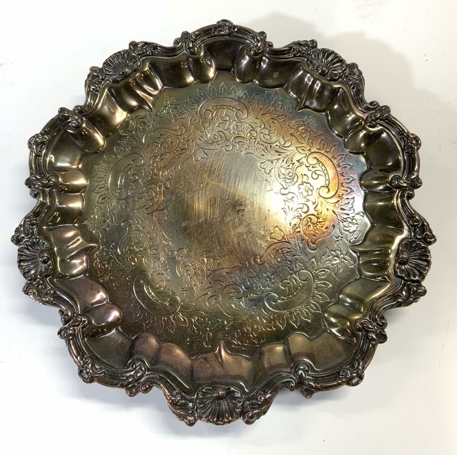Sterling silver Etched Footed Dish (1 of 8)