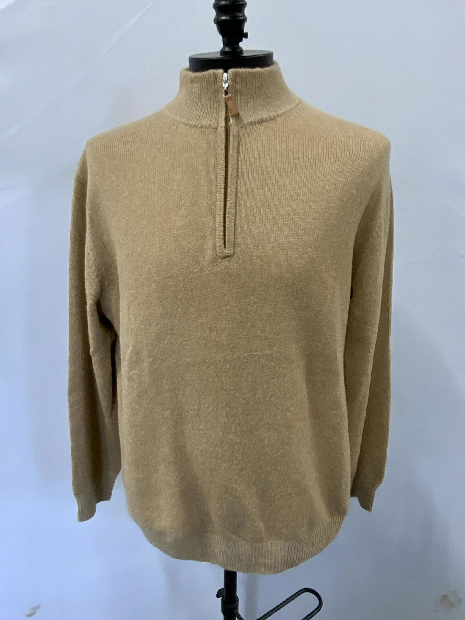 GIORGIO MILANO Tan Cashmere Quarter Zip Sweater (1 of 6)