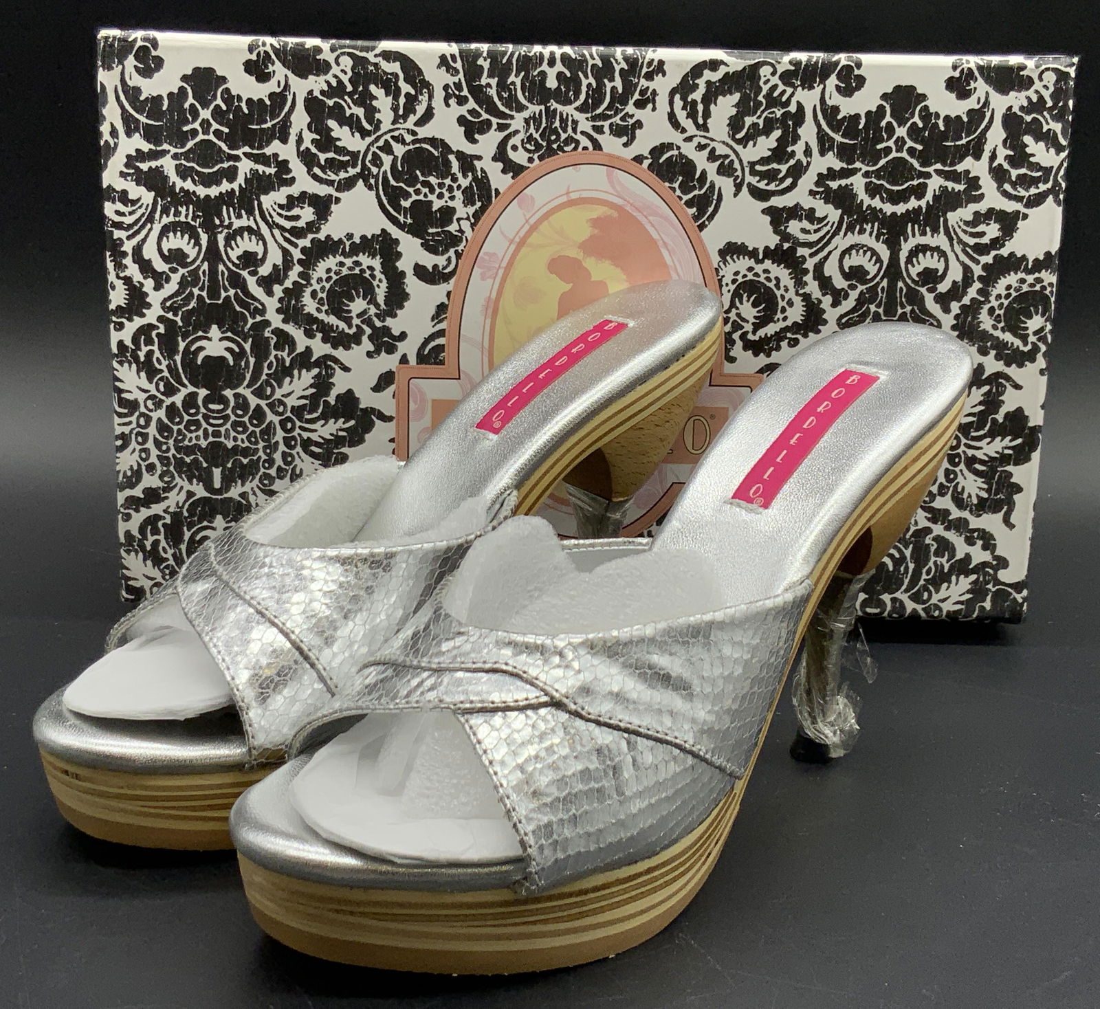 BORDELLO Metallic Snake Print Leather Heels, Box (1 of 12)
