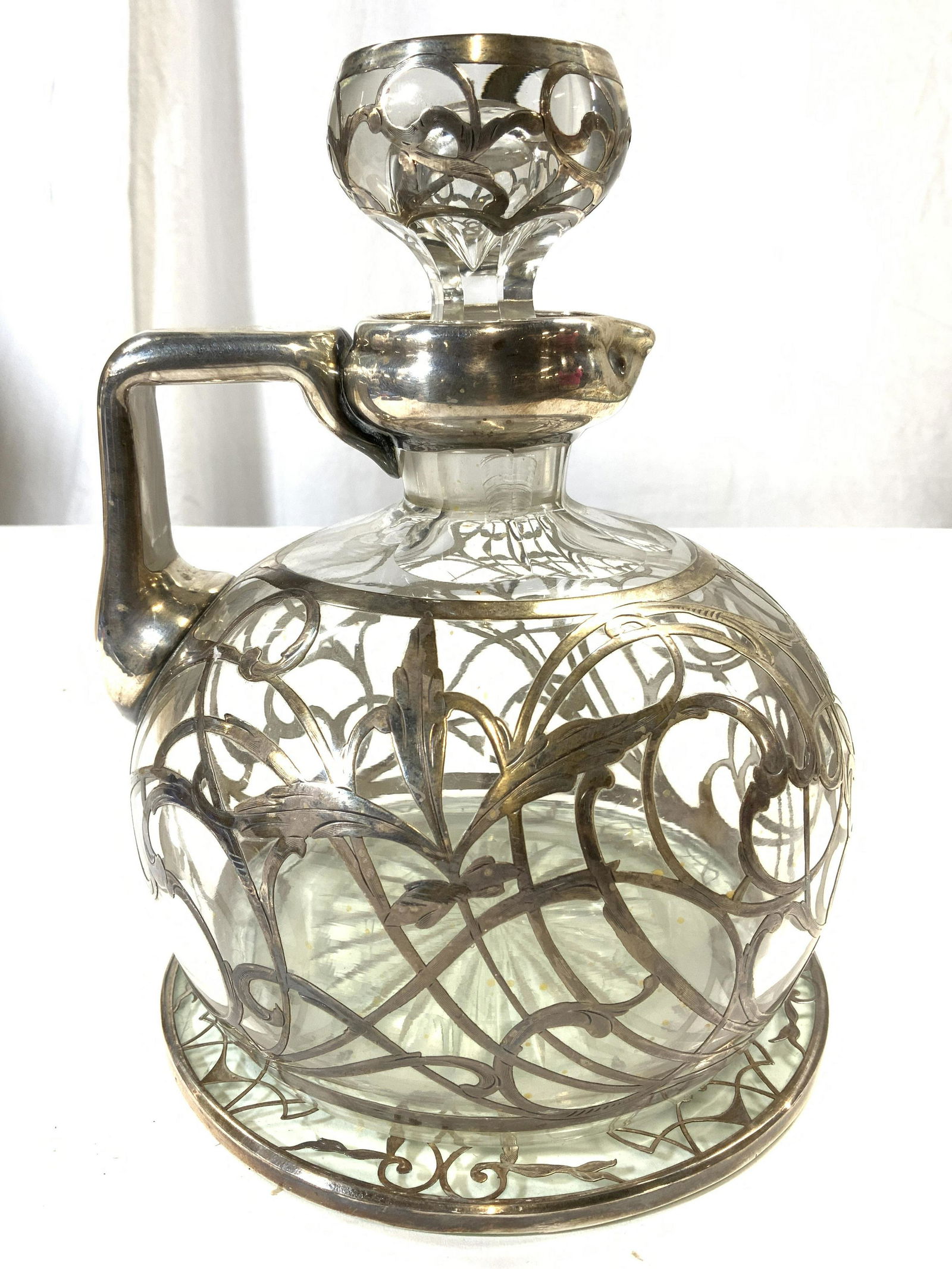 Glass Pitcher & Coaster W Sterling Silver Areas (1 of 8)