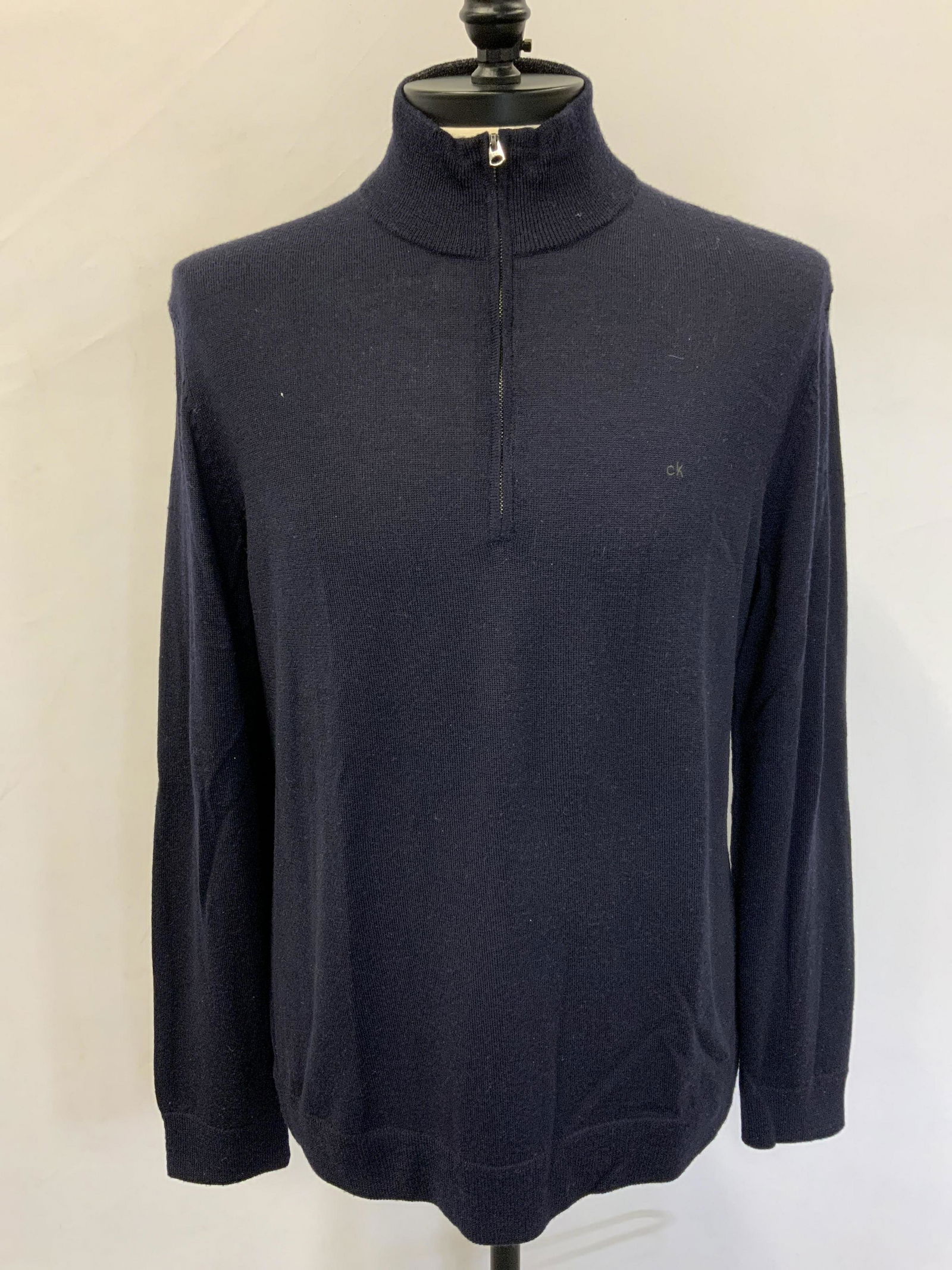 CALVIN KLEIN Navy Blue Merino Wool Sweater (1 of 6)