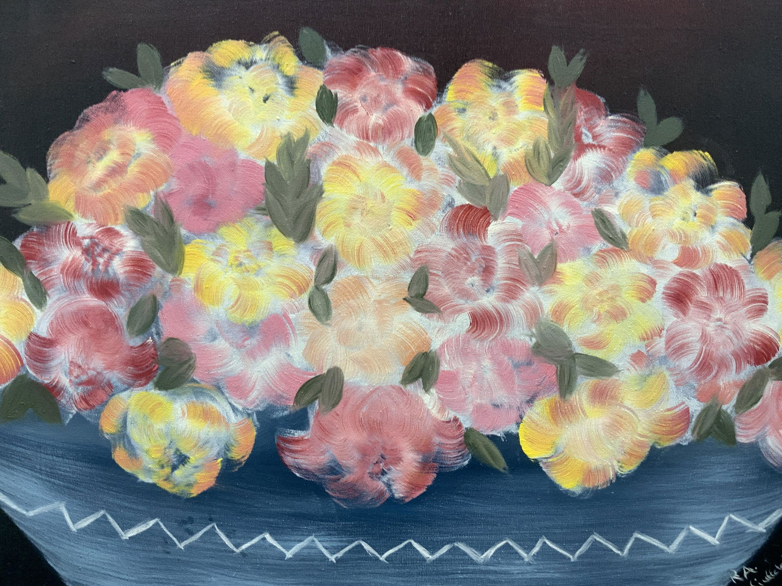 RA.Ciuffetelli Signed Flower Pot Painting (1 of 8)