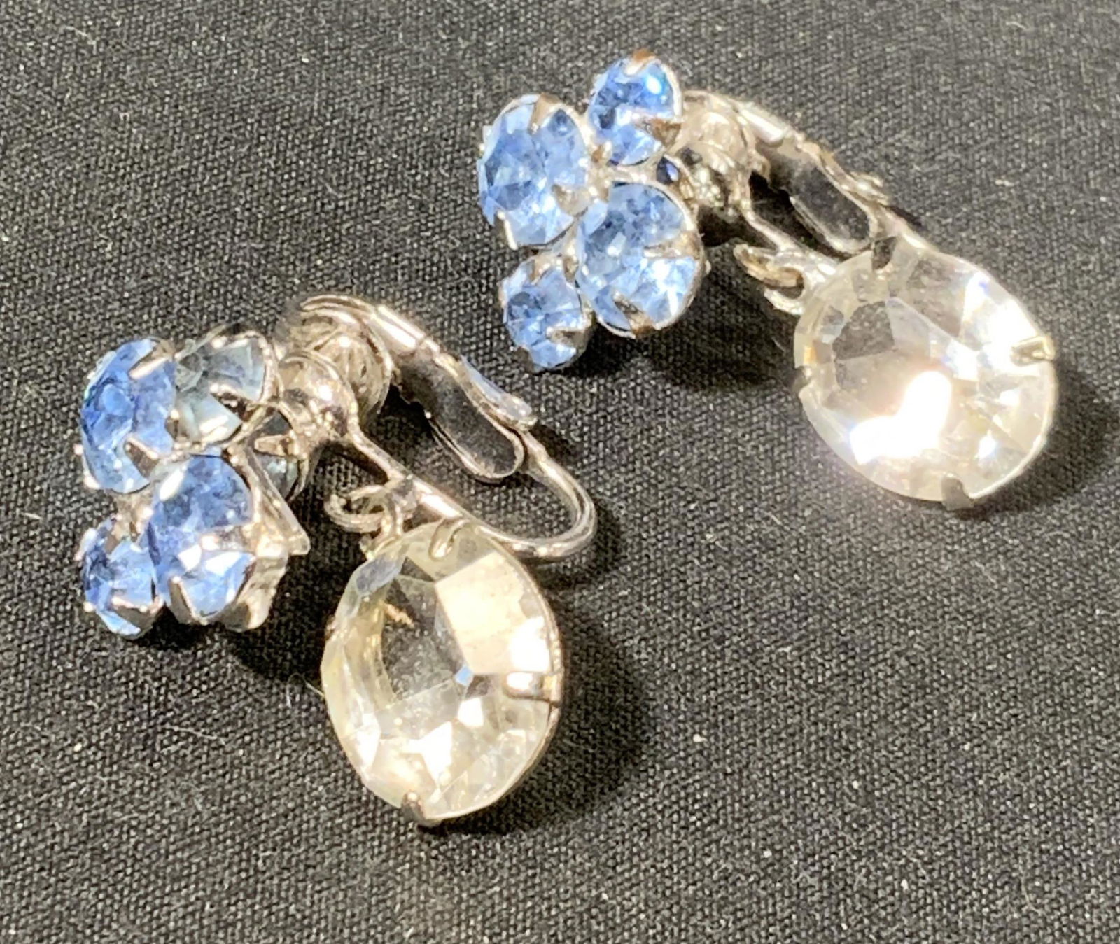 Vintage Aqua Toned Crystal Dangle Earrings (1 of 5)