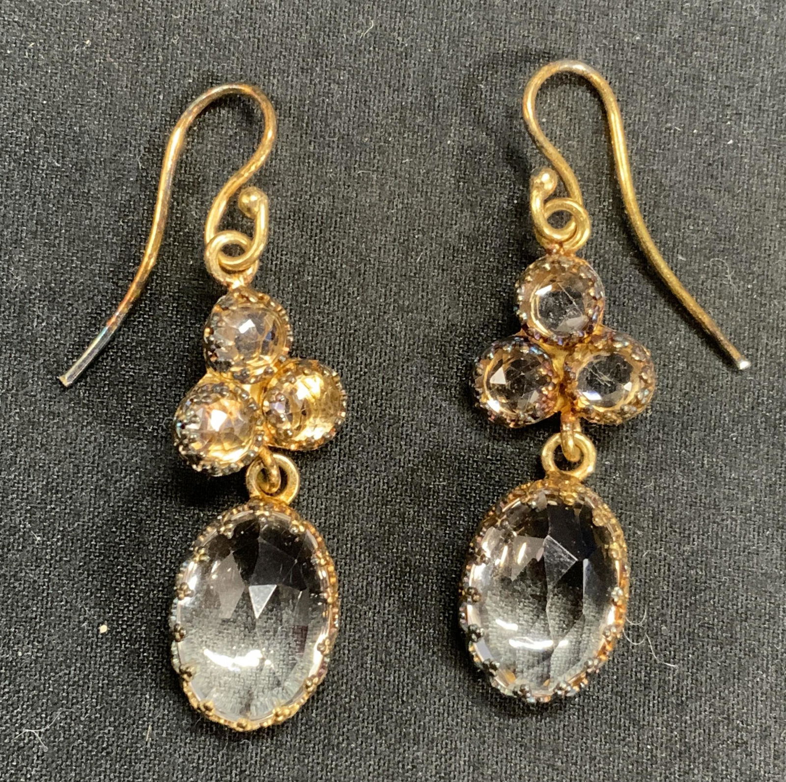 Vintage Gold Tone Crystal Dangle Earrings (1 of 6)