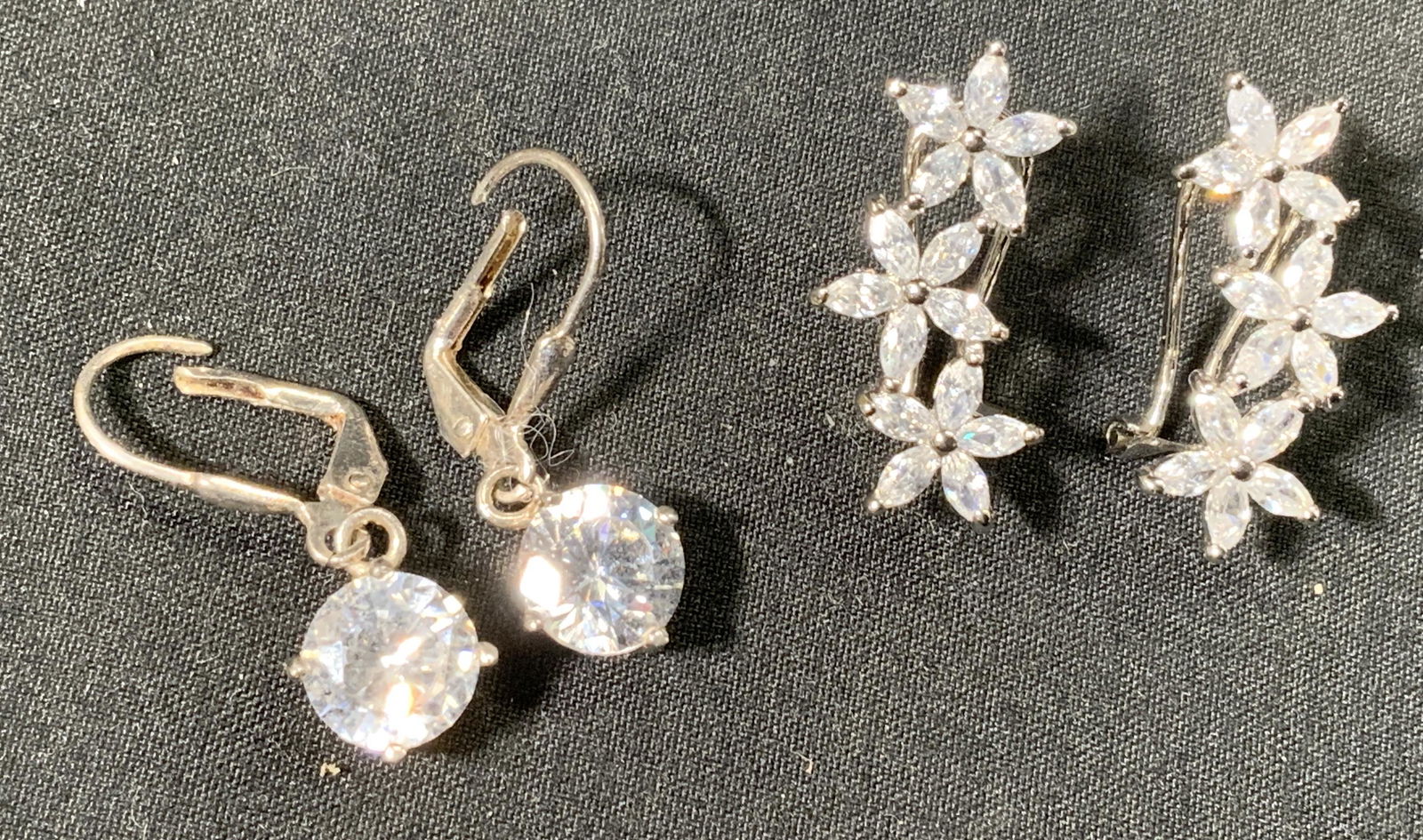 Lot 2 STERLING SILVER & Cubic Zirconia Earrings (1 of 7)