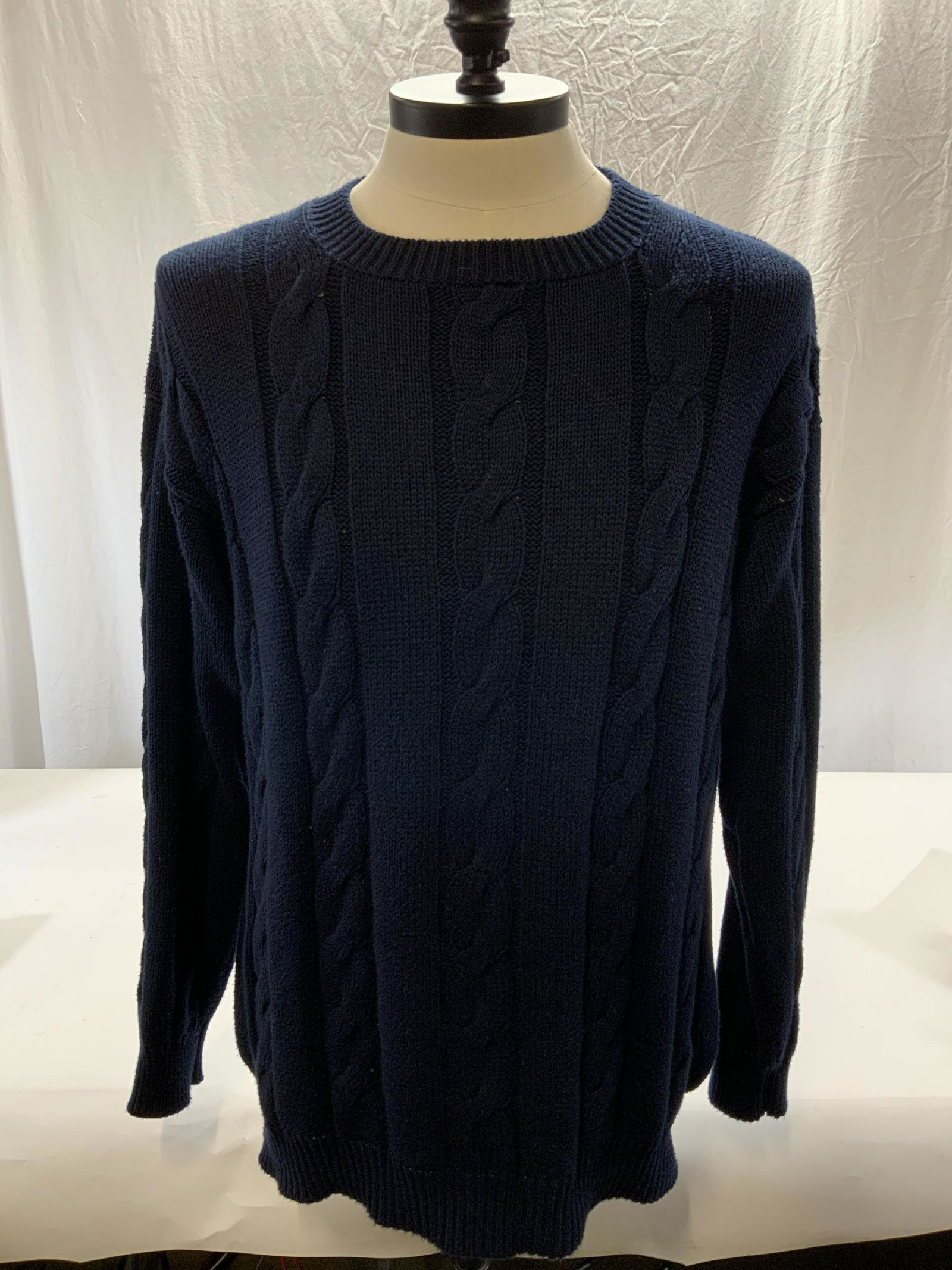 DAVIDE CENCI Blue Cable Knit Crewneck Sweater (1 of 5)