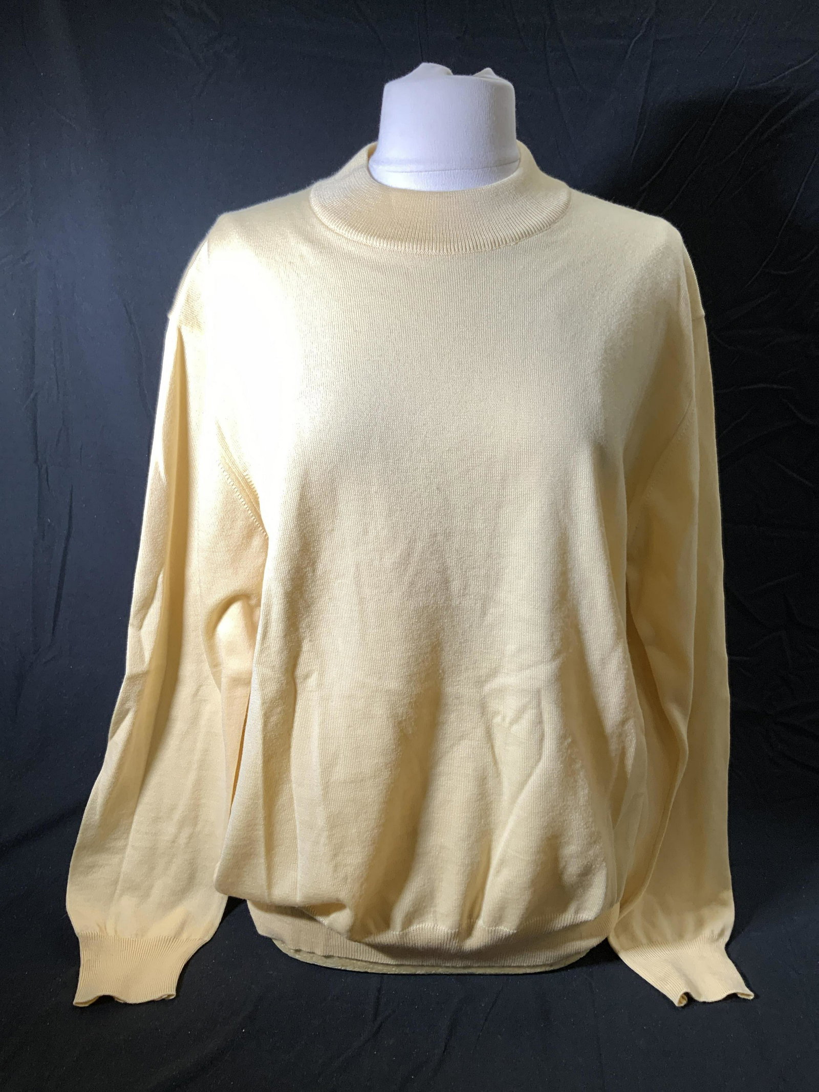 TAKE 6 BY KASHANI Yellow Merino Mock Neck Pullover: Take 6 by KASHANI yellow mock neck pullover shirt. Size 56/XXL. 100% fine merino wool. Gently worn. Take 6 by KASHANI, menswear, mens designer mock neck, mens designer wool pullover, mens pullover, me