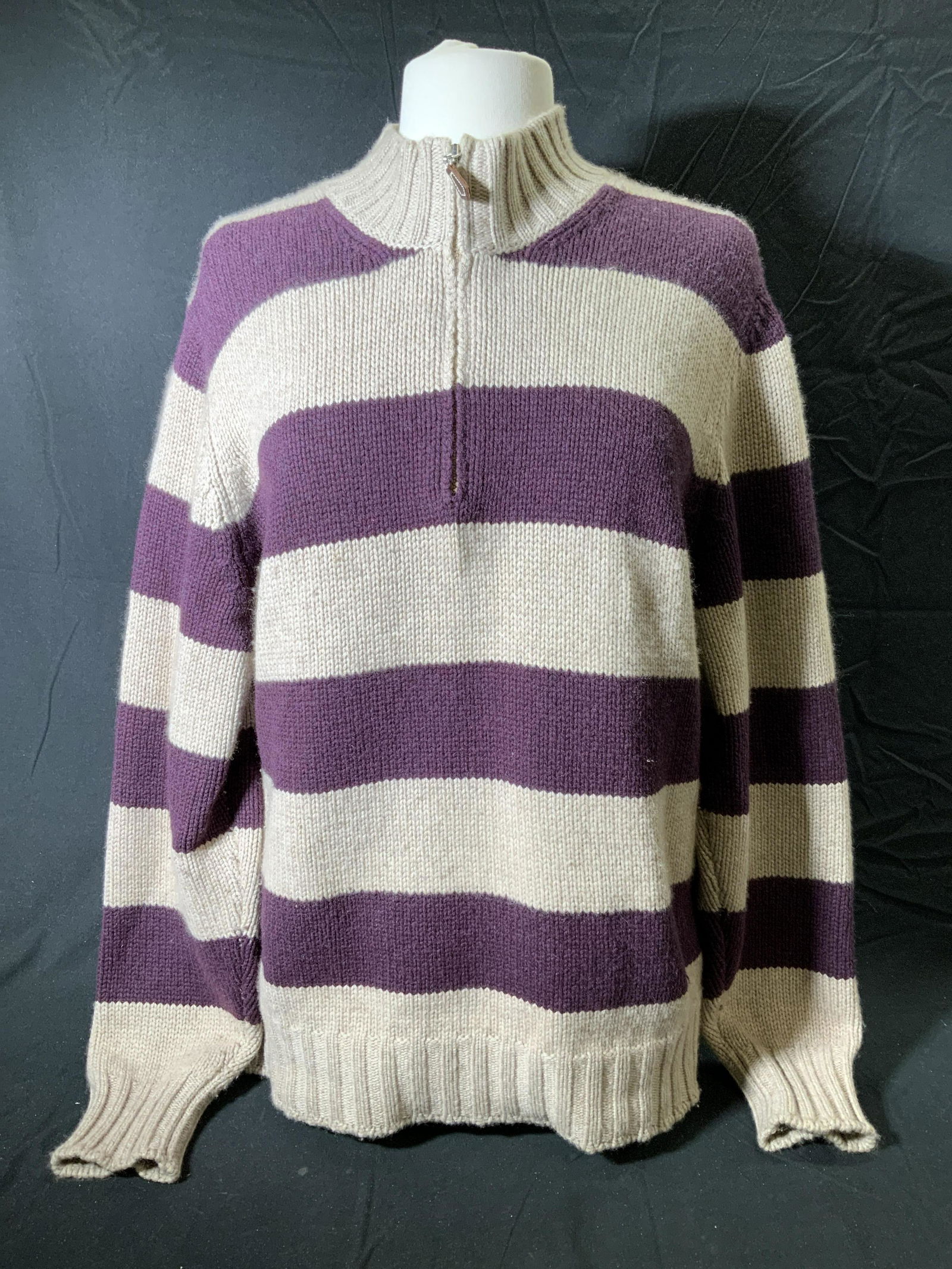 BERGDORF Purple Striped Wool/Cashmere Pullover (1 of 6)