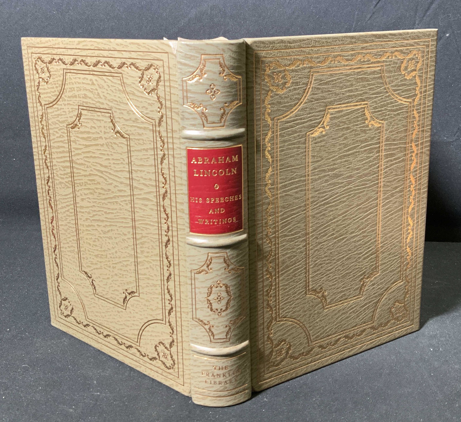 Ltd Ed ABRAHAM LINCOLN His Speeches & Writings: Limited edition copy of Abraham Lincolns Speeches and Writings. Hardbound in leather with gilt decoration. Edited by Roy P. Basler with preface by Carl Sandburg. Published by The Franklin Library, 197