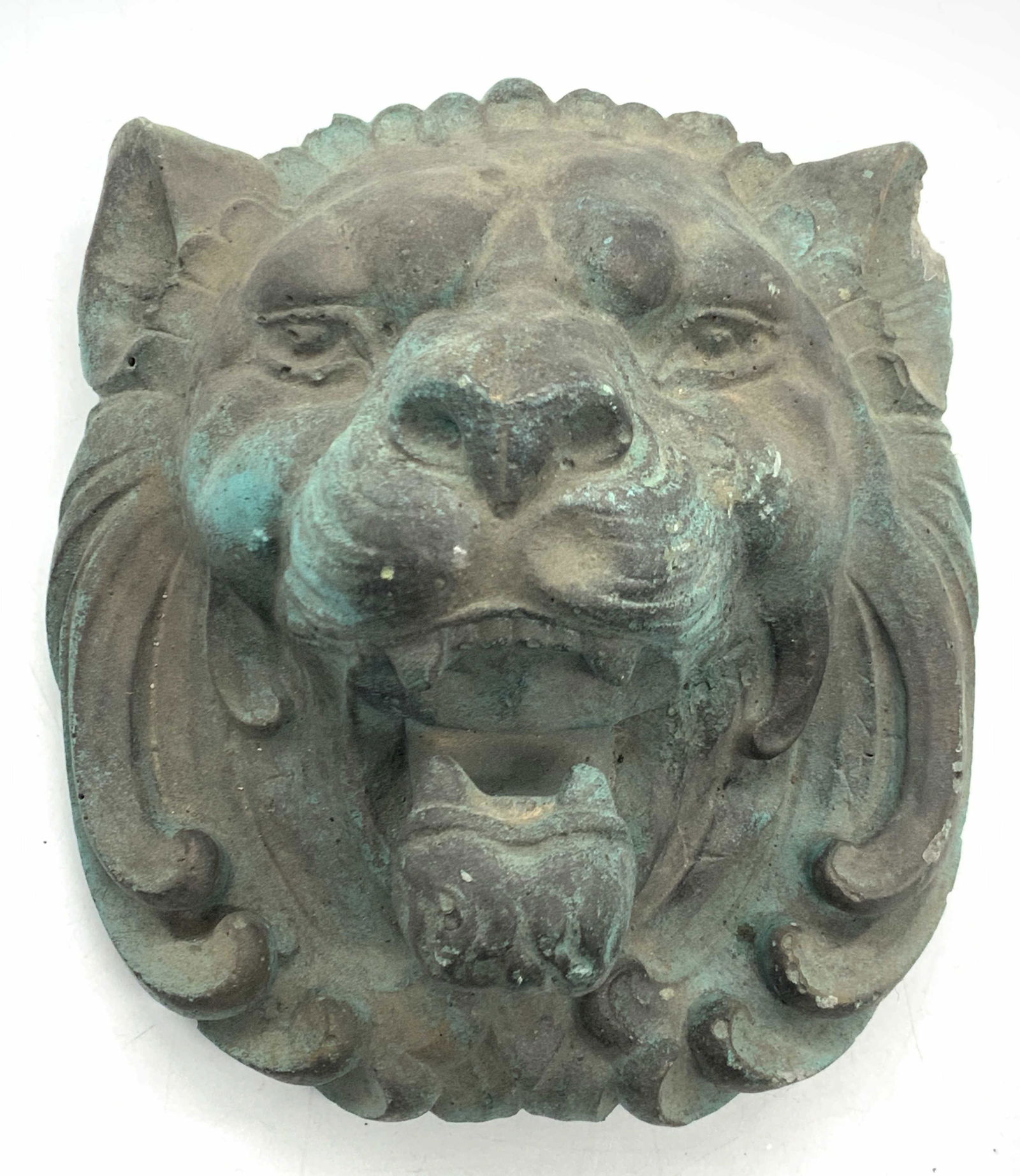 Vintage Carved Stone Lion Head Wall Mount (1 of 6)
