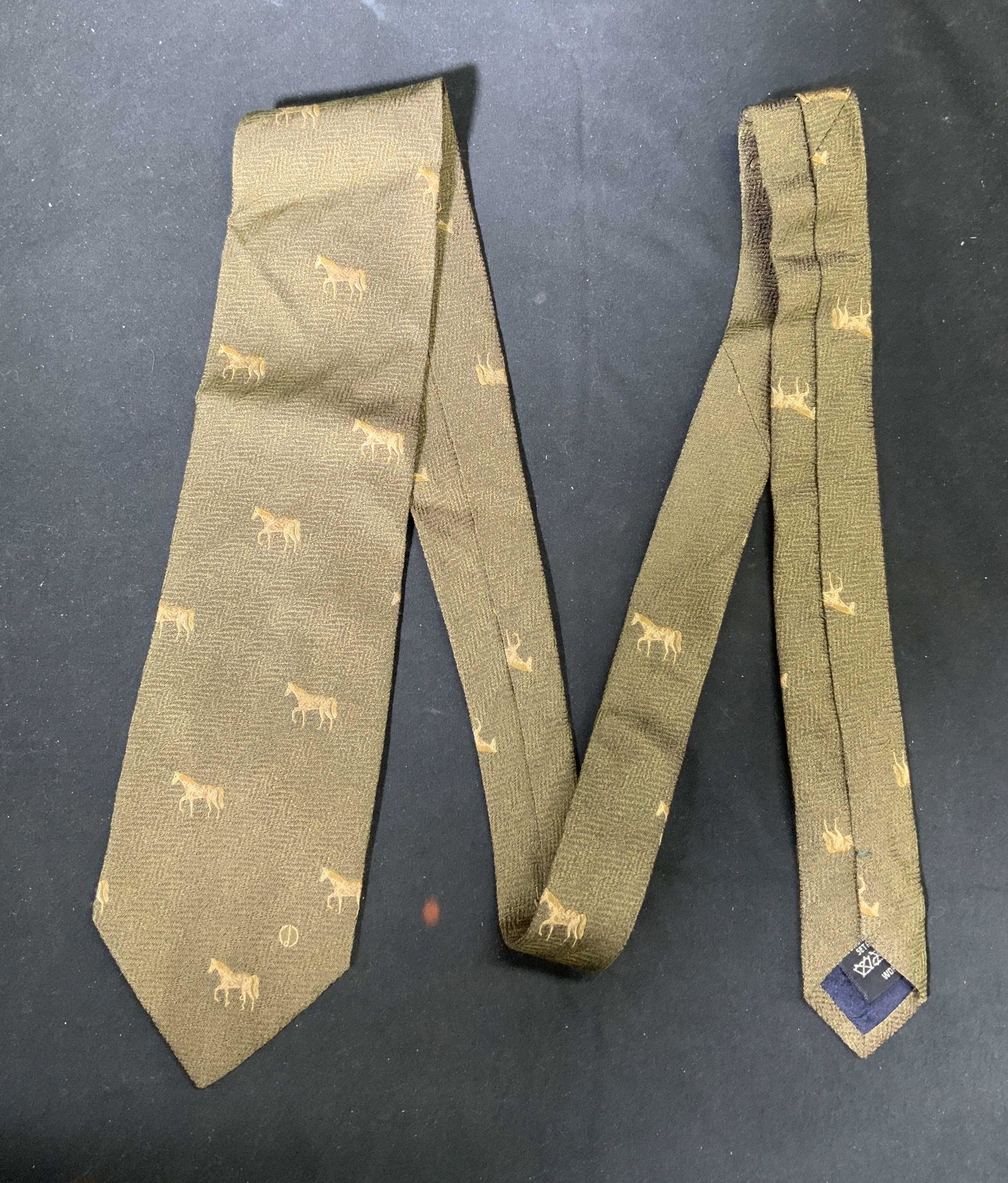 DUNHILL Green Silk Equestrian Tie (1 of 5)