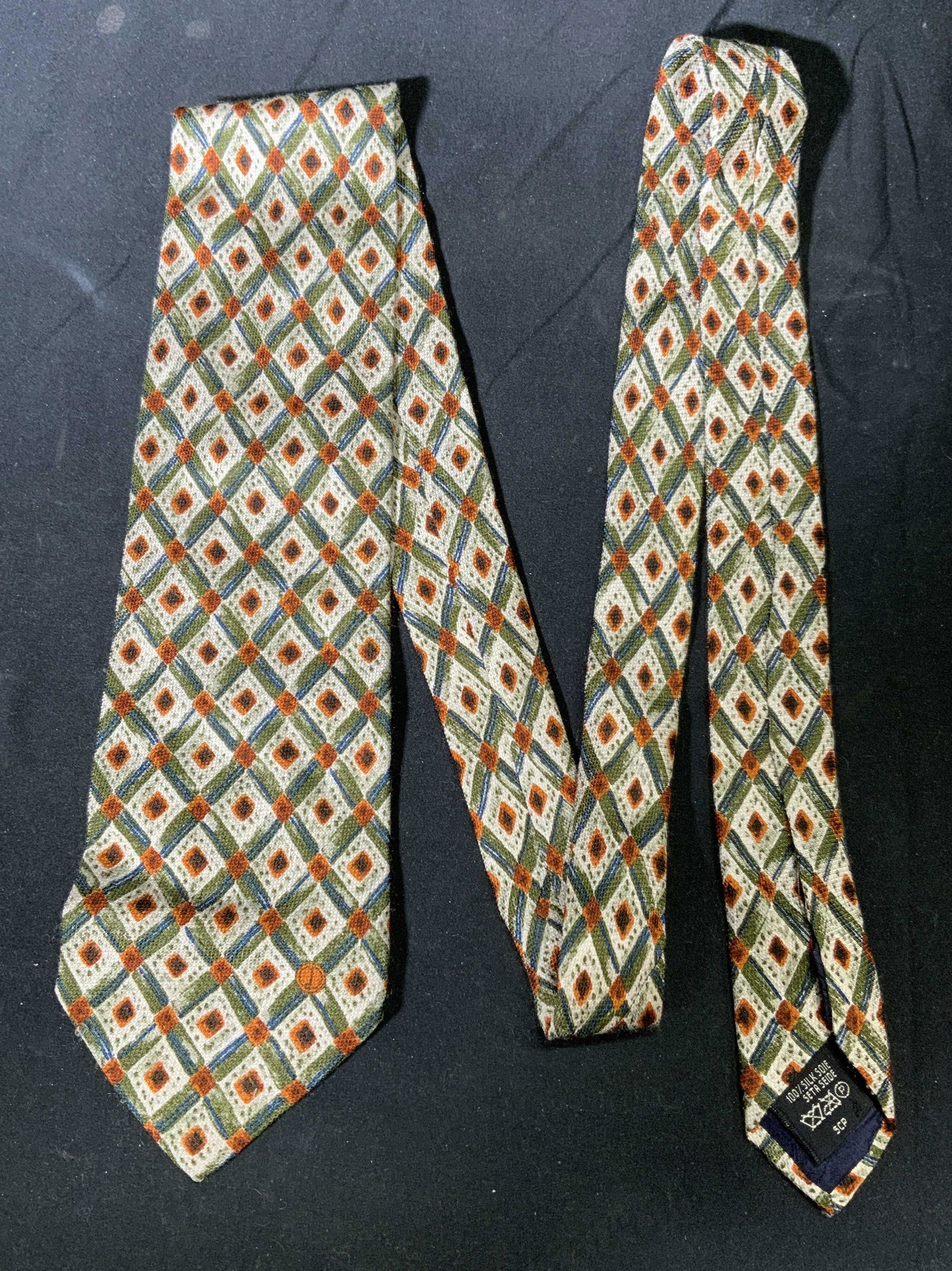 DUNHILL Green Multi Pattern Silk Tie Italy (1 of 6)