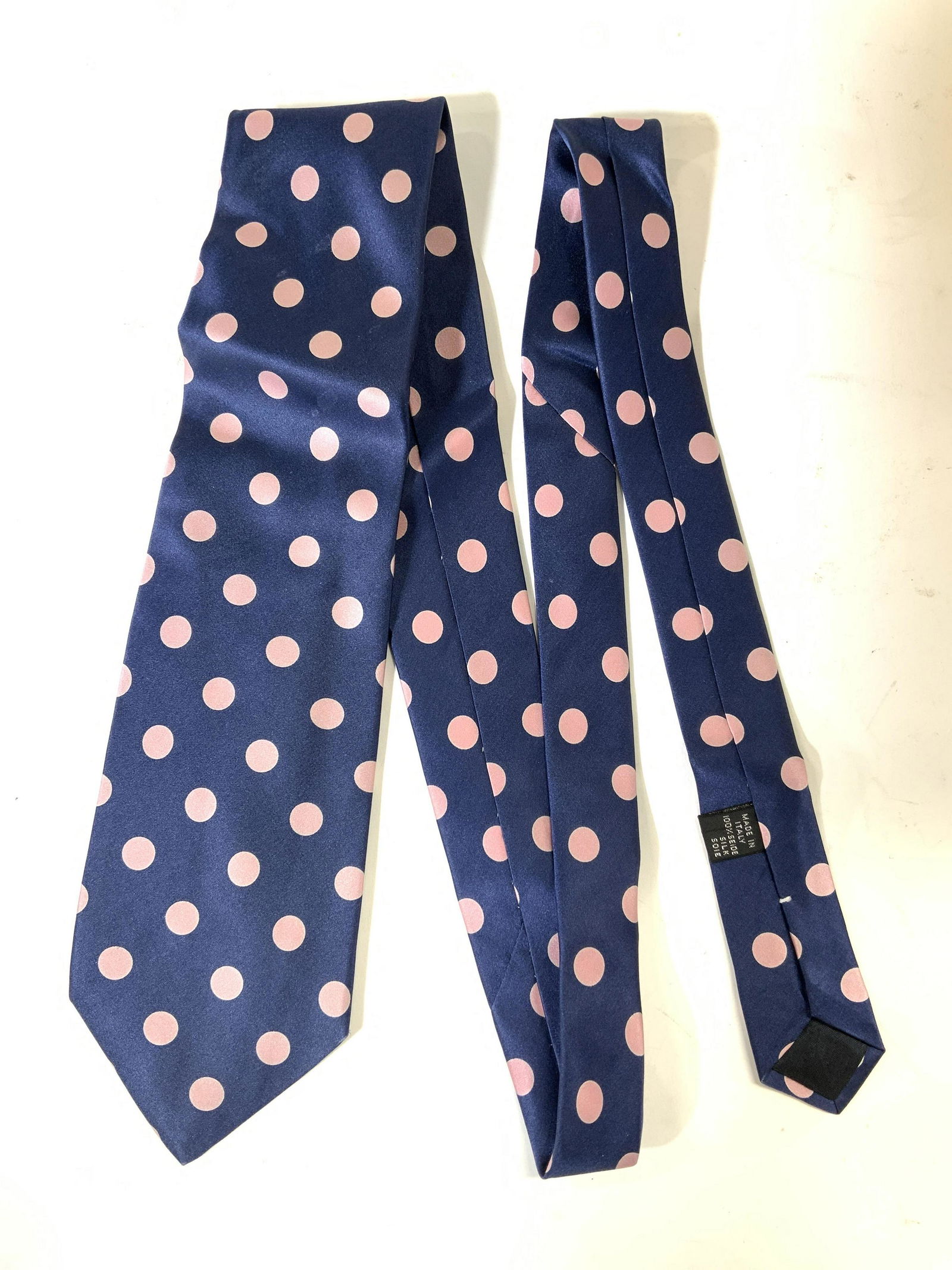 BOTTEGA VENETA Blue & Pink Polka Dot Silk Tie (1 of 5)