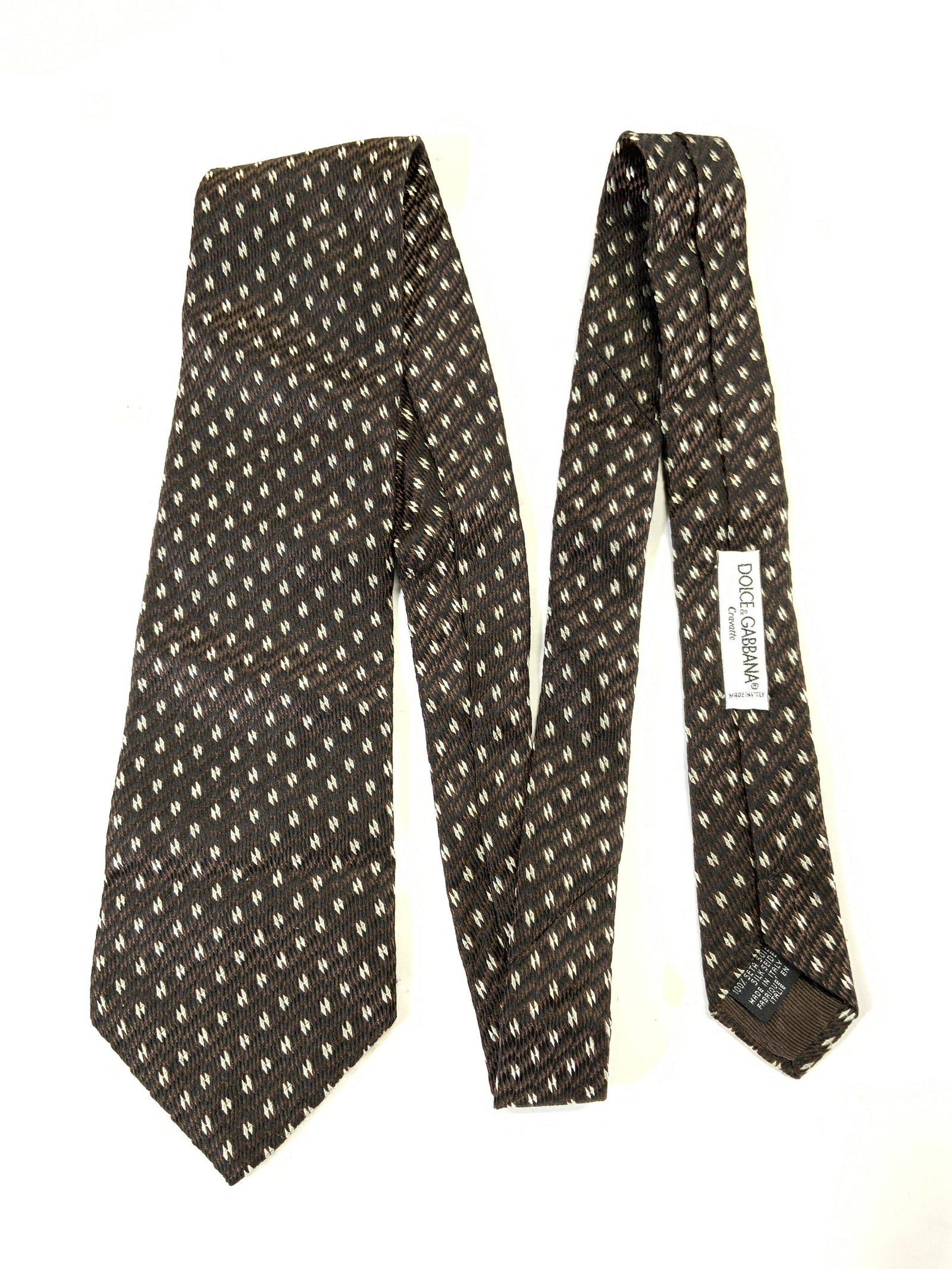 DOLCE & GABBANA Brown Patterned Silk Tie Italy (1 of 6)