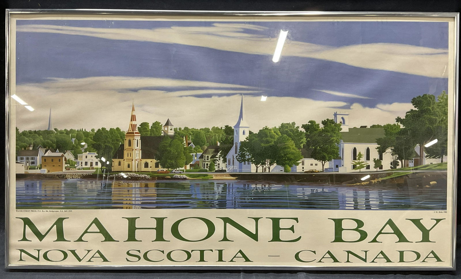 Framed Mahone Bay Lithograph, Nova Scotia (1 of 6)