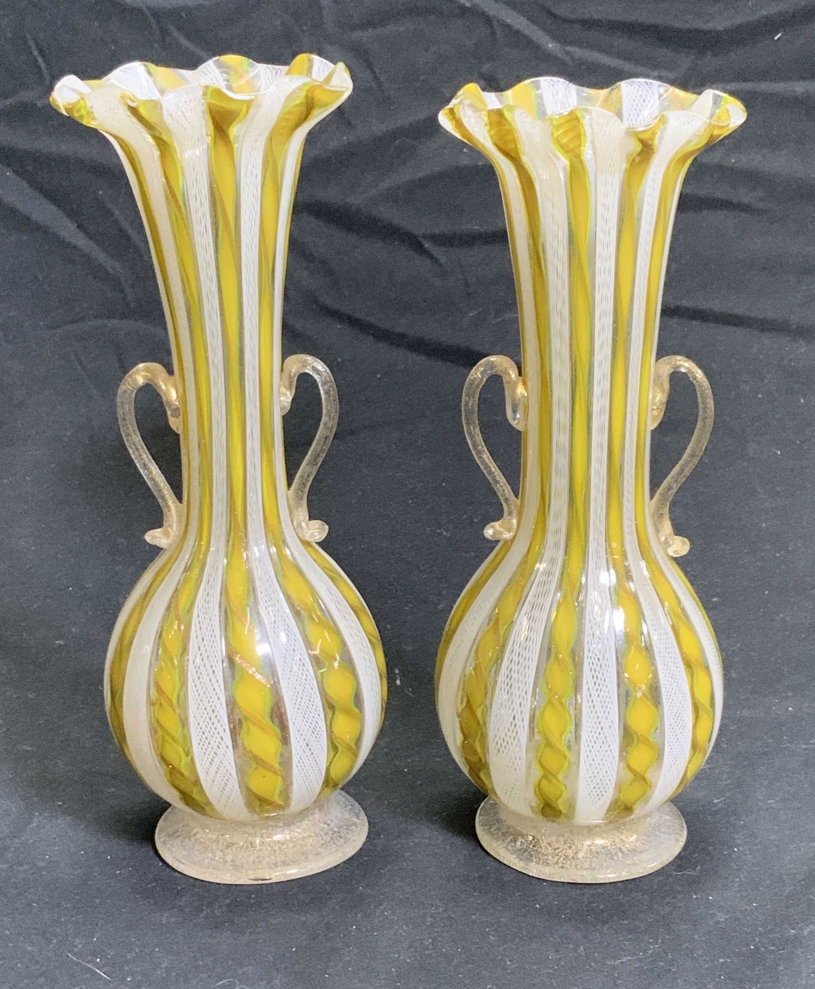 Pair Mid Century Murano Hand Formed Vases (1 of 10)