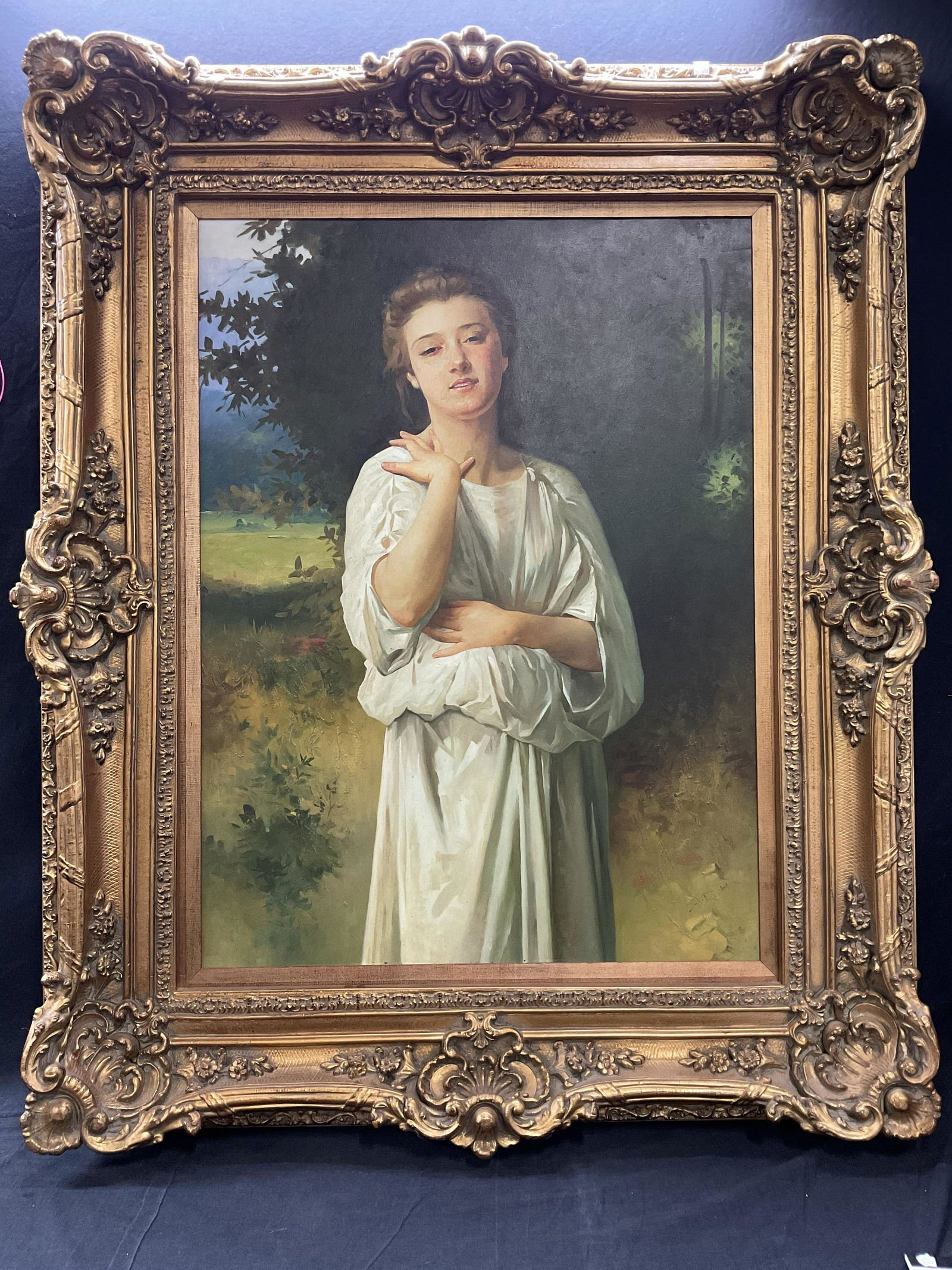 Framed W.A. Bouguereau Girl 1895 Oil Repro (1 of 10)