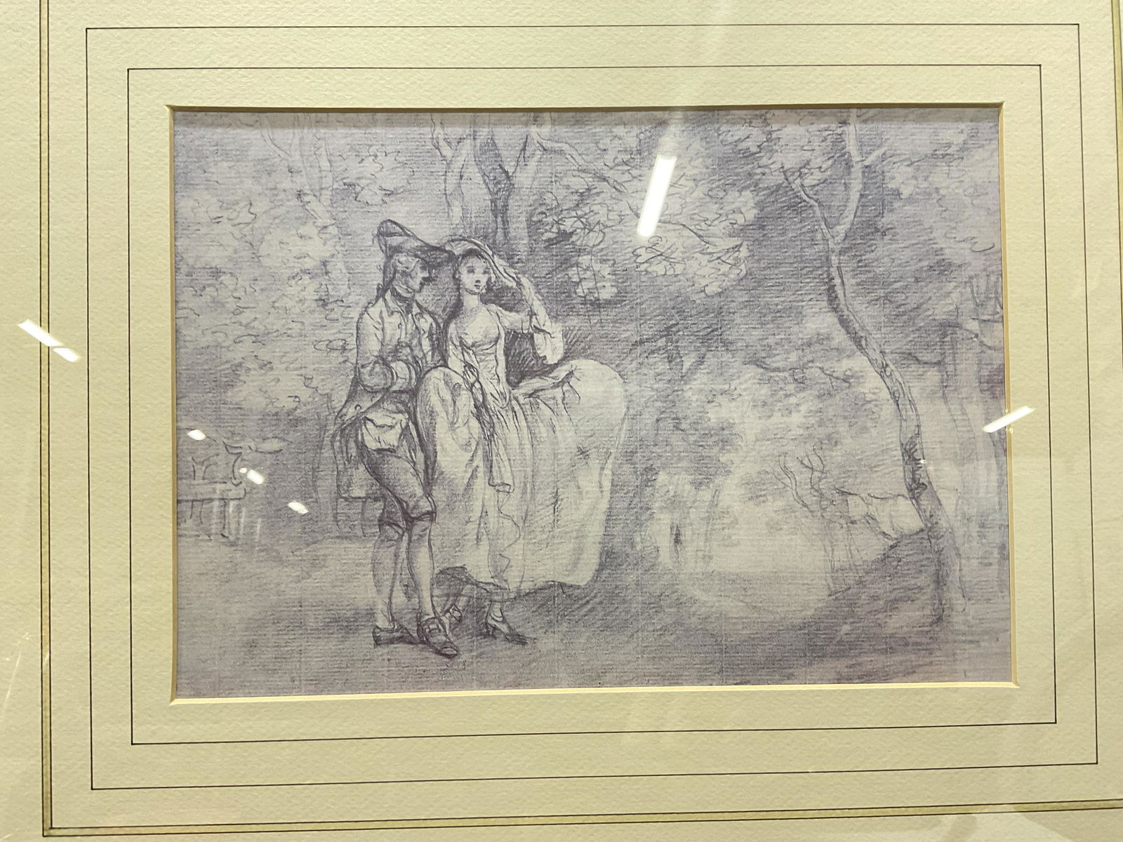 Lithograph of Couple in the Style of Pencil Sketch (1 of 5)