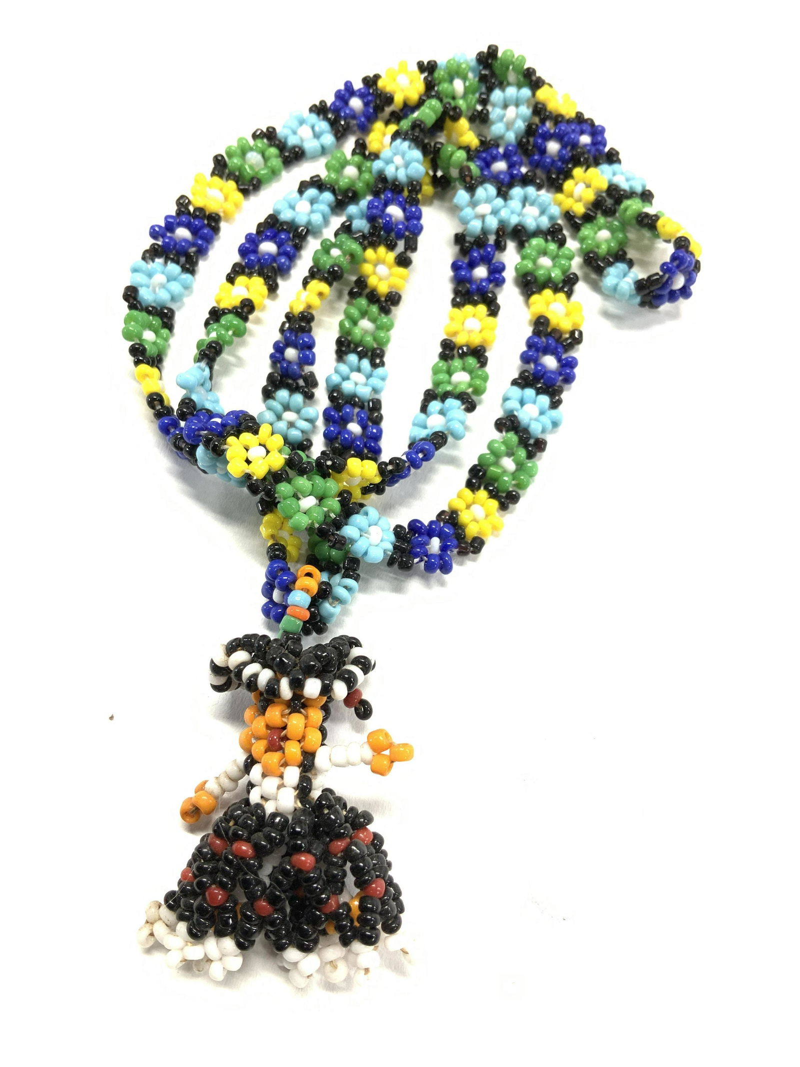 Hand Beaded Flower Necklace W Figural Pendant (1 of 5)