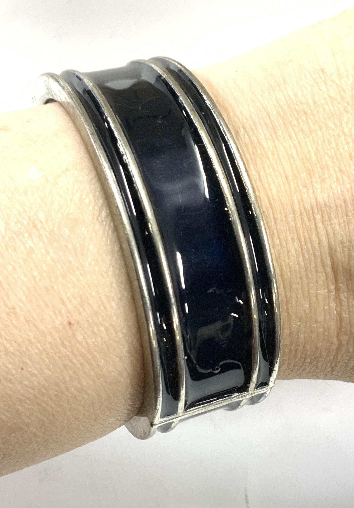 Black Enamel Hinged Bangle Bracelet (1 of 5)
