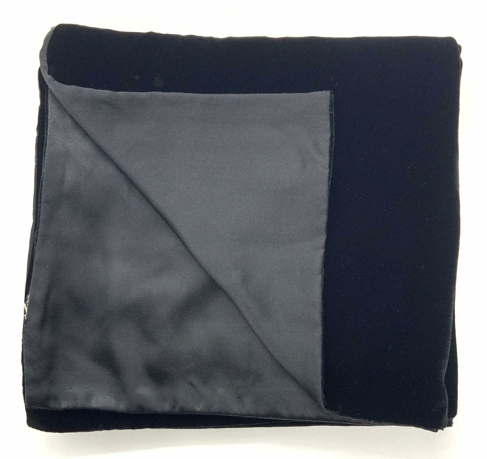 Black Double Sided Silk & Satin Scarf (1 of 6)