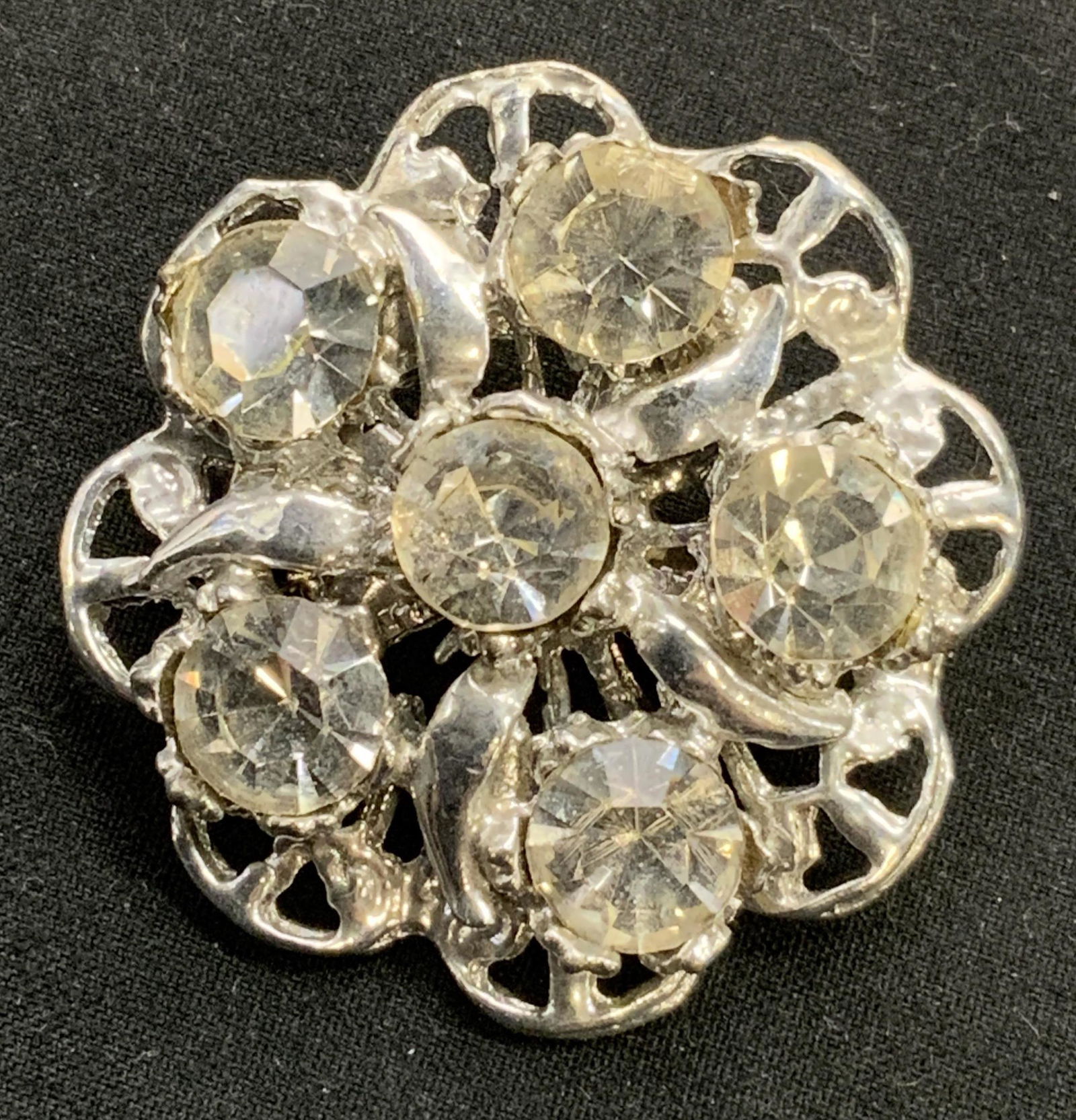 Vintage Silver Tone Crystal Brooch (1 of 5)