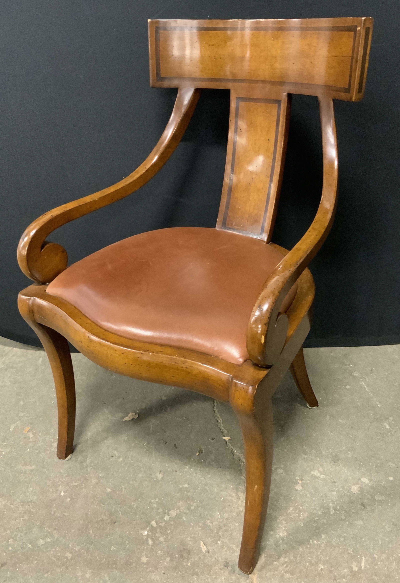 Regency Style Leather Seated Armchair (1 of 12)