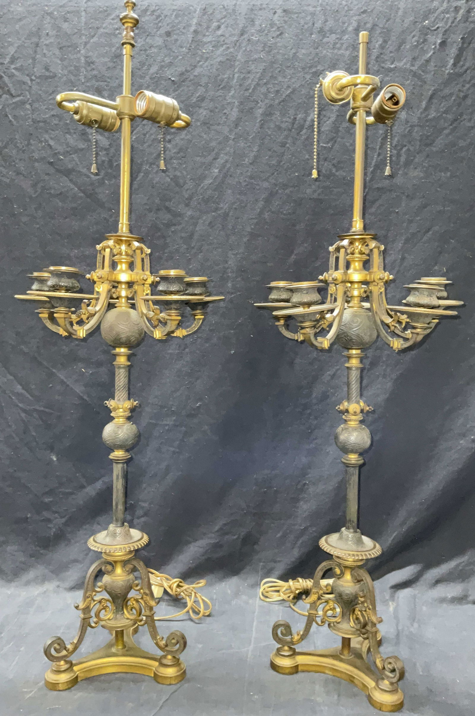 Pair  Brass Table Lamps / Candelabras (1 of 7)