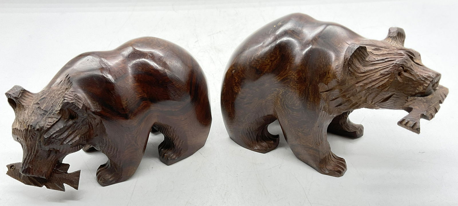 Pair Wooden Carved Bear Figurals (1 of 6)