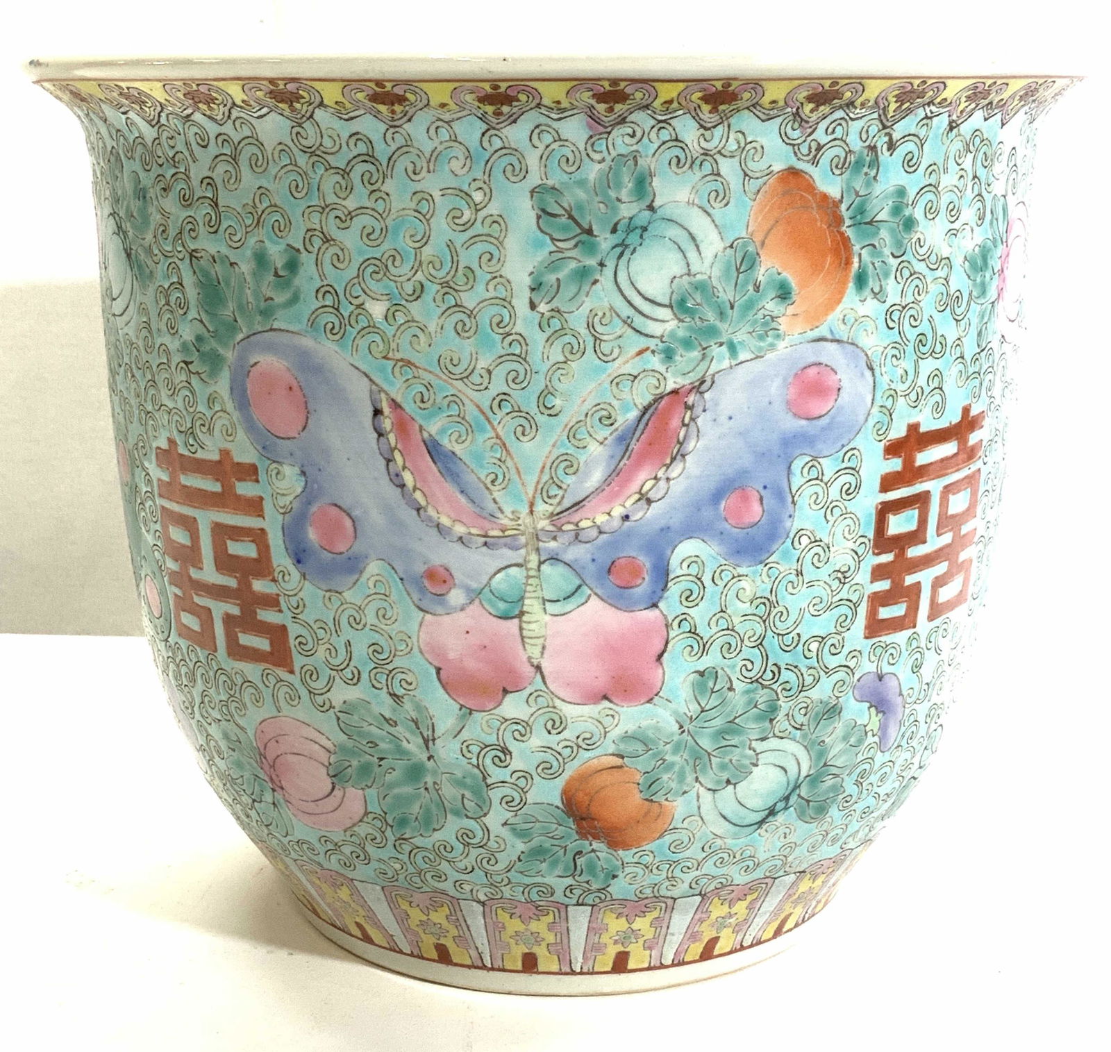 Asian Butterfly & Taotie Porcelain Planter (1 of 6)