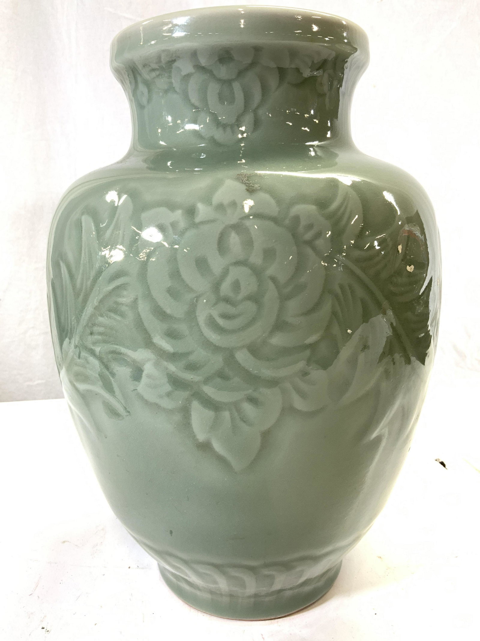 Vintage Asian Ceramic Celadon Vase Vessel (1 of 7)