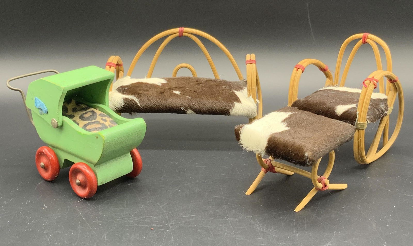 Lot 4 Dollhouse Furniture, Cowhide Couch & More (1 of 8)