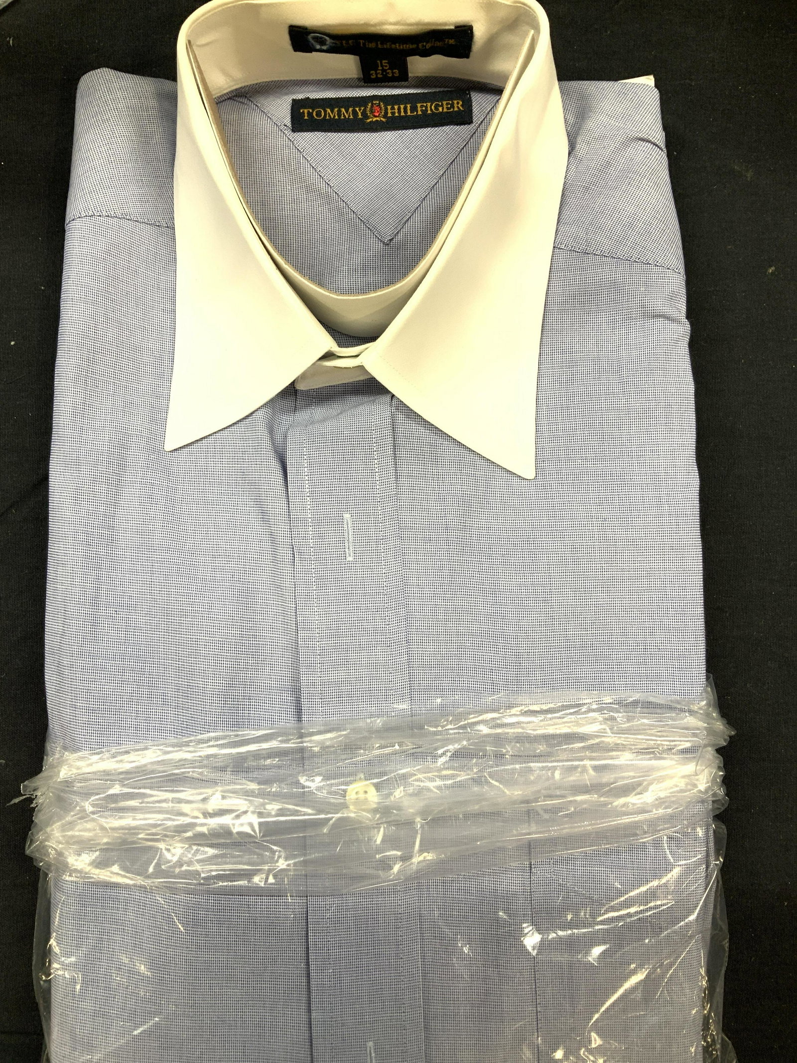 TOMMY HILFIGER Mens Cotton Dress Shirt, NIP: Labeled Tommy Hilfiger Blue cotton long sleeve shirt with crisp white collar, Packaged as it was in the store. Size 15 collar, 32-33 . Luxury menswear, Tommy Hilfiger Mens Dress Shirt, Cotton Dress Sh