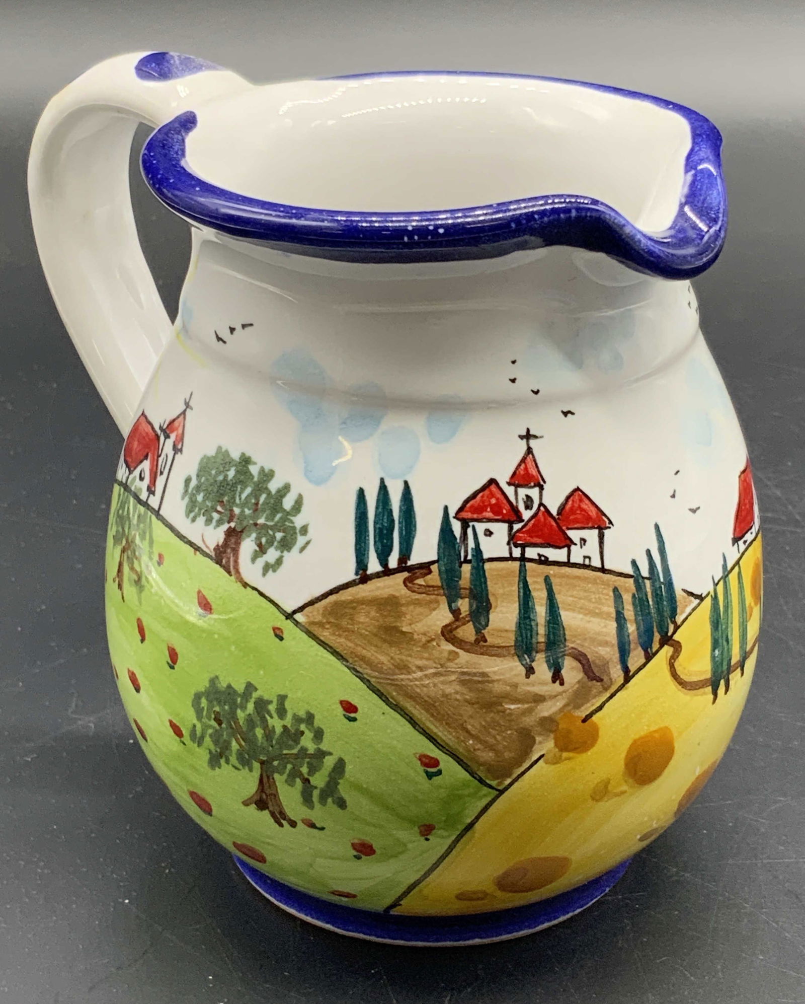 Signed C. 2004 Hand Painted Pottery Pitcher (1 of 12)