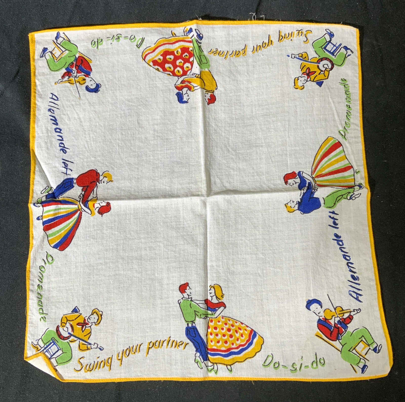 Vintage Printed Do-Si-Do Dance Hankie (1 of 6)